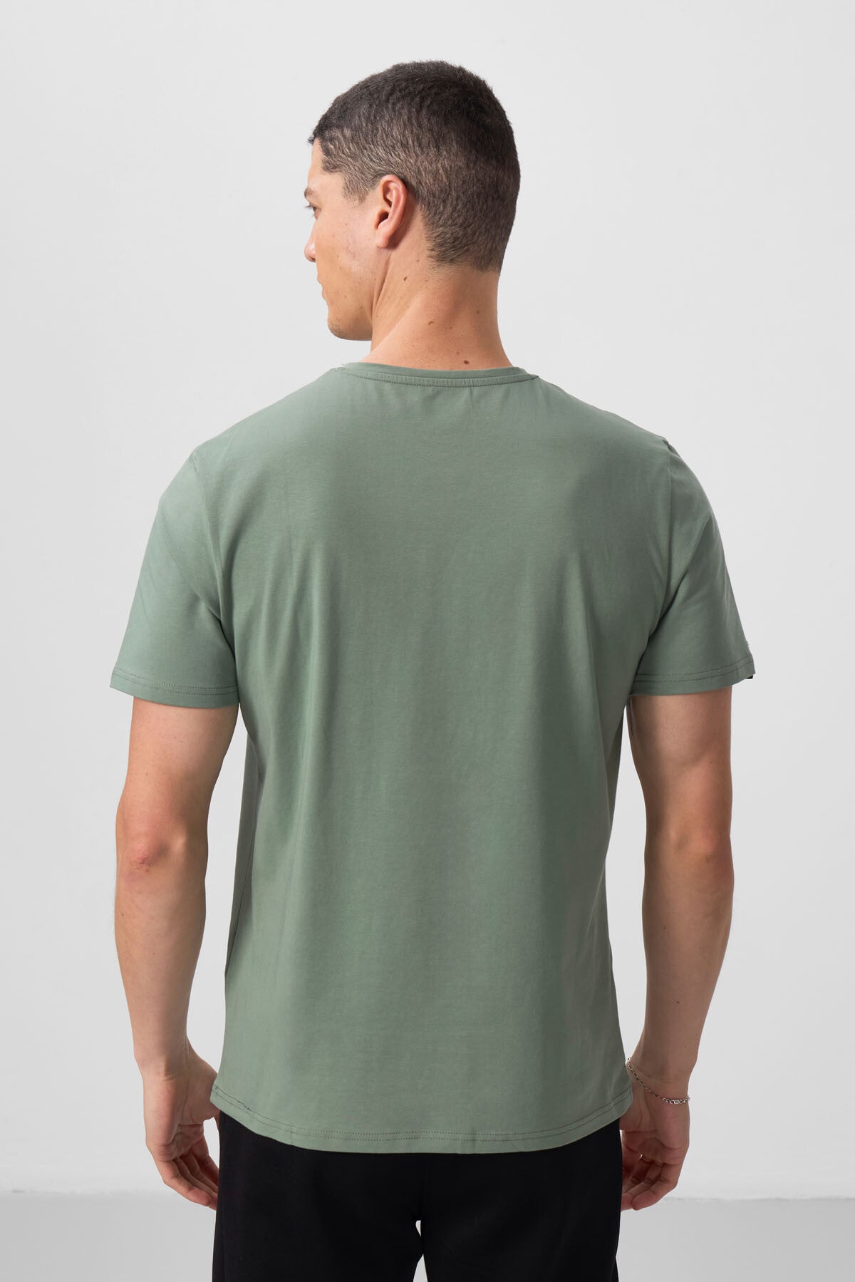 Açık Yeşil Erkek Basic Kısa Kol Standart Kalıp O Yaka T-shirt - 87911