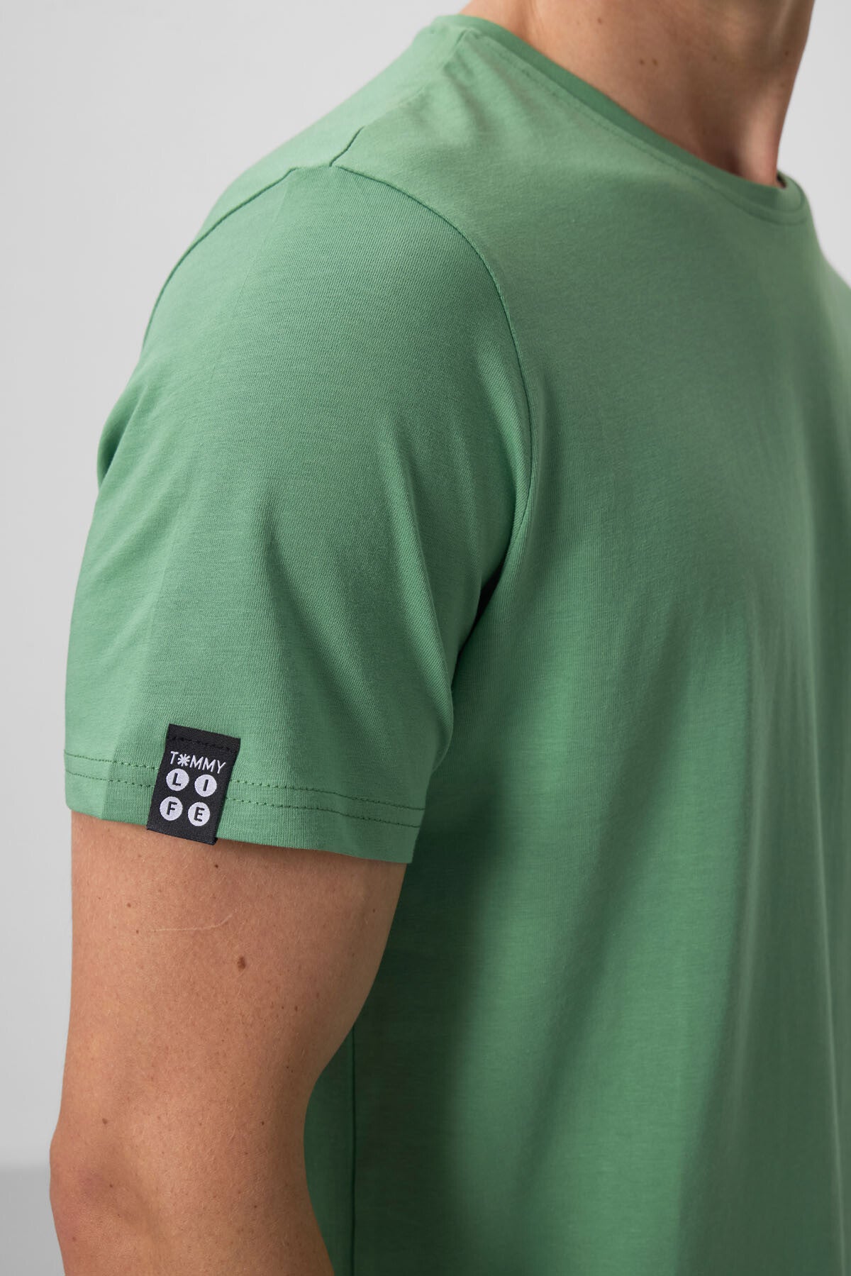 Pastel Yeşil Erkek Basic Kısa Kol Standart Kalıp O Yaka T-shirt - 87911