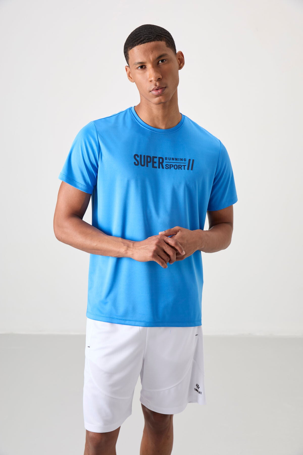 Saks Nefes Alan Dokulu İnce Esnek Standart Fit Erkek Performans T-Shirt - 88385