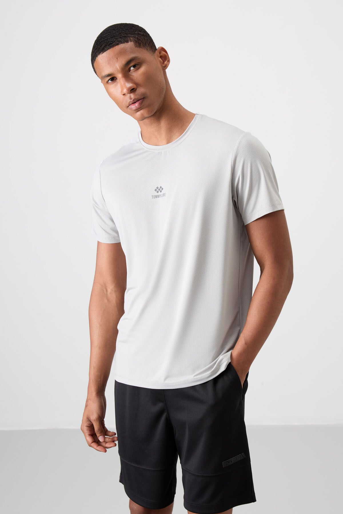 Taş Nefes Alan Dokulu İnce Esnek Standart Fit Erkek Performans T-Shirt - 88387