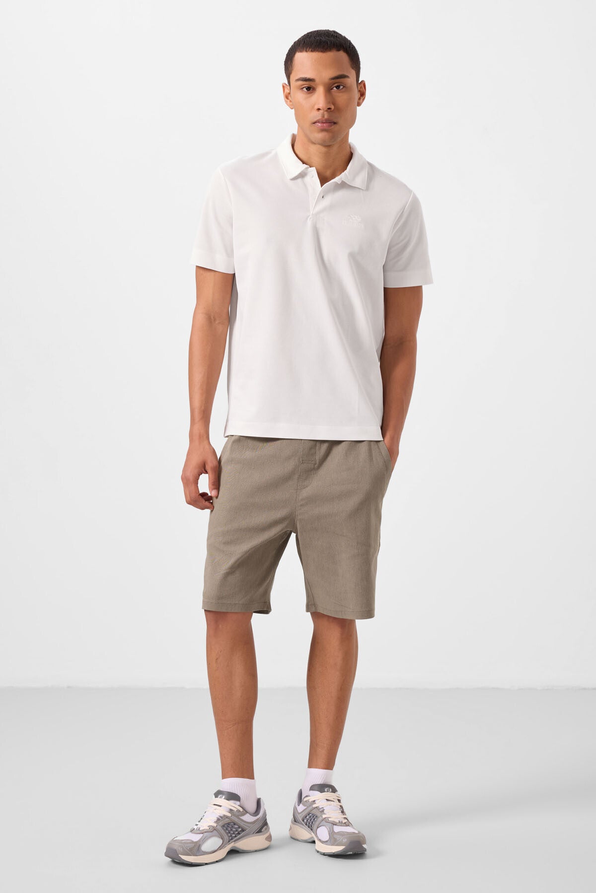 Ekru Standart Kalıp Basic Polo Yaka Erkek T-Shirt - 87748