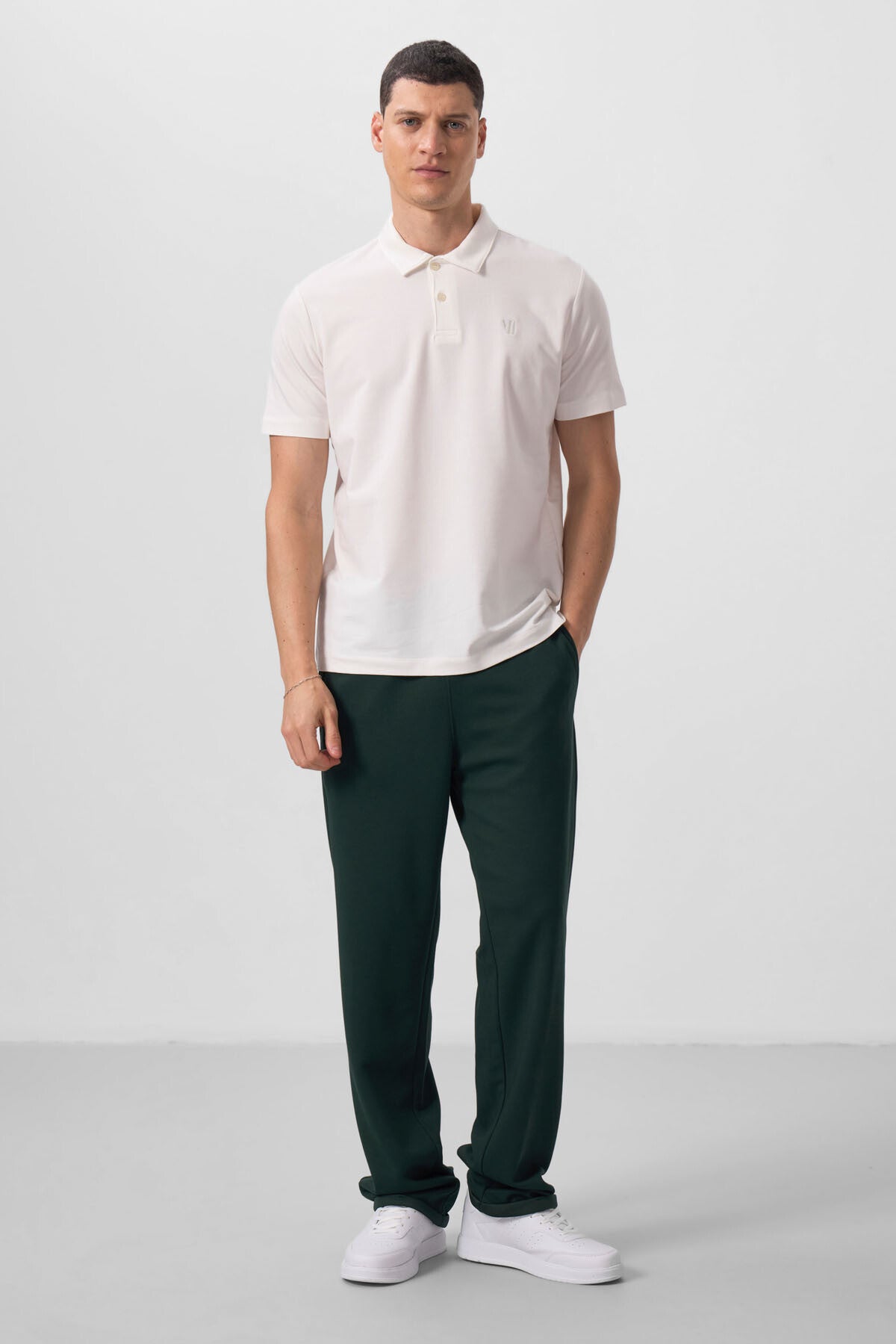 Ekru Standart Kalıp Basic Polo Yaka Erkek T-Shirt - 87768