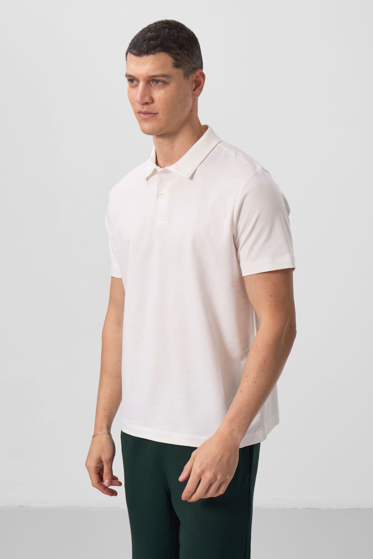 Ekru Standart Kalıp Basic Polo Yaka Erkek T-Shirt - 87768
