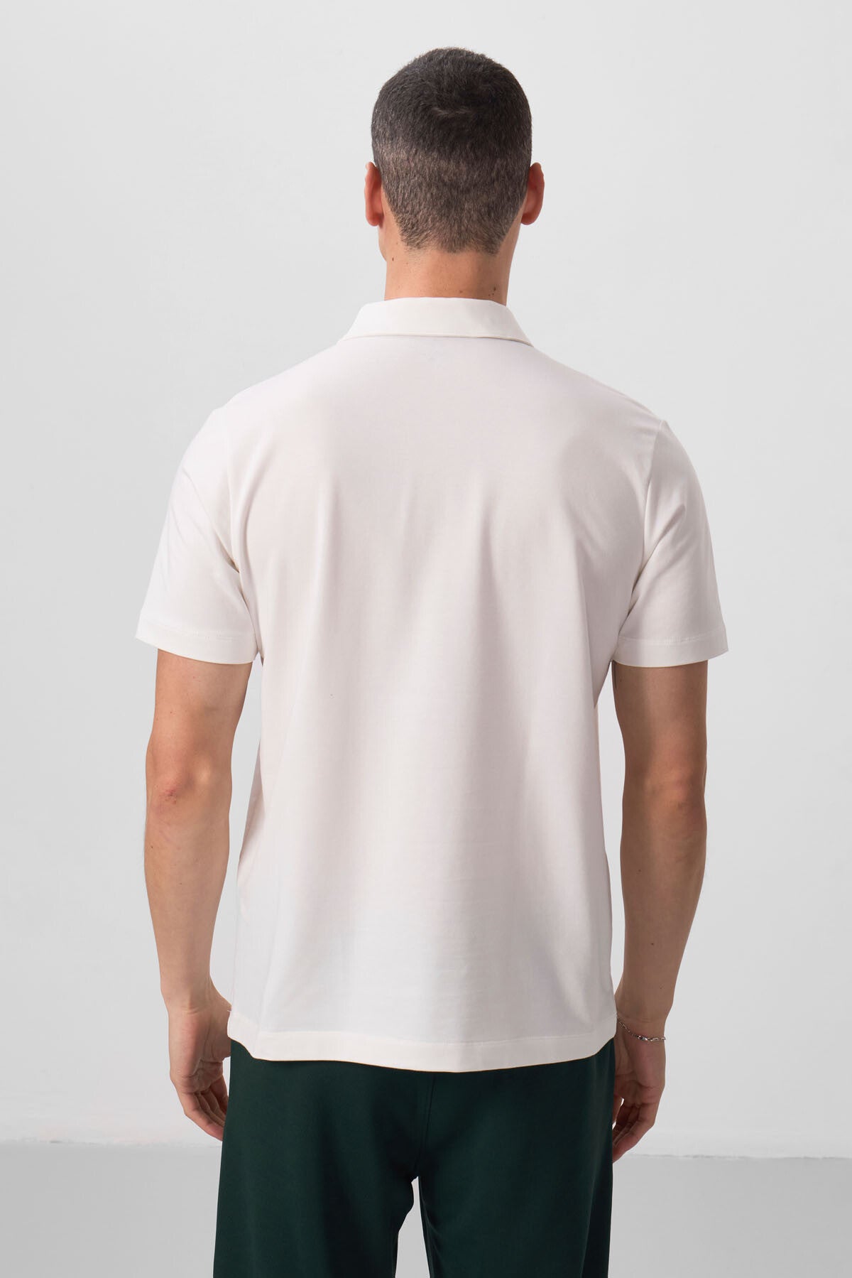Ekru Standart Kalıp Basic Polo Yaka Erkek T-Shirt - 87768