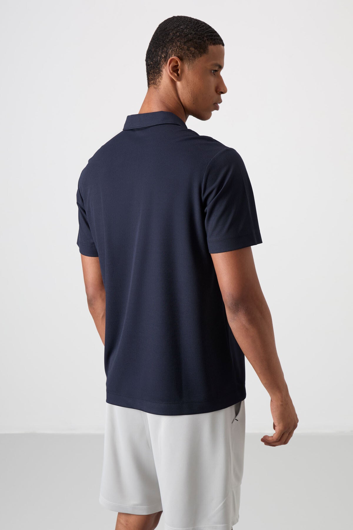 Lacivert Logo Baskılı Standart Kalıp Polo Yaka Aktif Spor Erkek T-Shirt - 88252