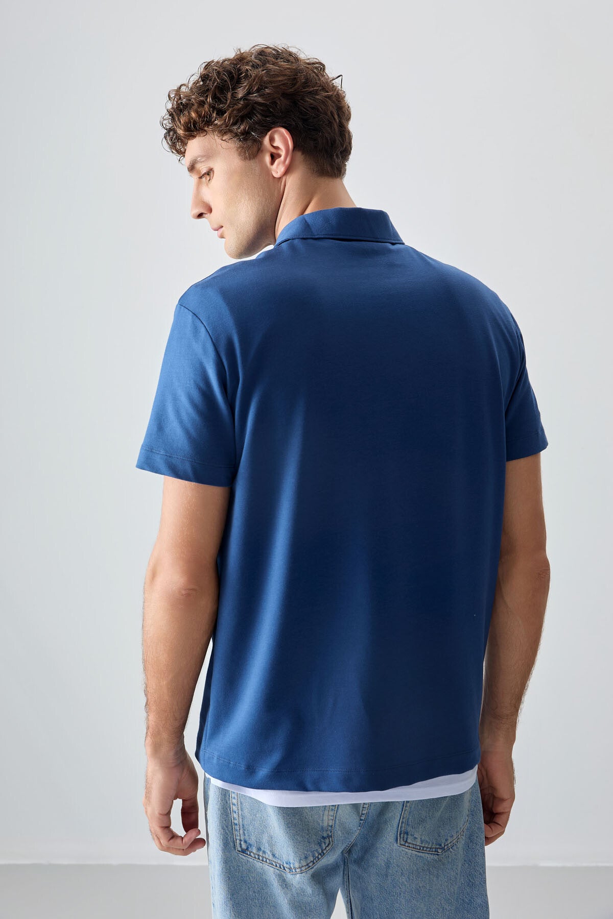 Parlament Pamuklu Kalın Yumuşak Dokulu Polo Yaka Oversize Fit Basic Erkek T- Shirt - 88381