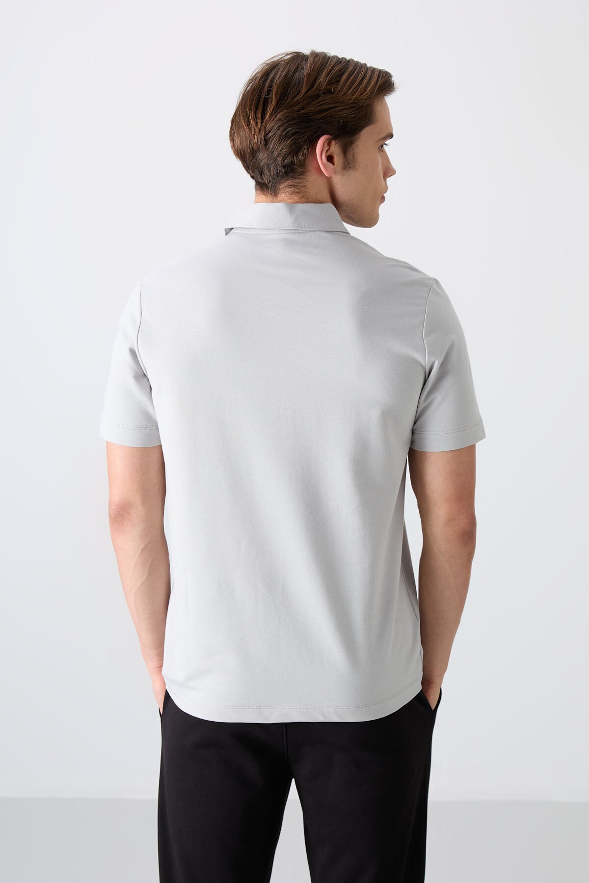 Taş Pamuklu Kalın Yumuşak Dokulu Standart Fit Basic Polo Yaka Erkek T-Shirt - 88348