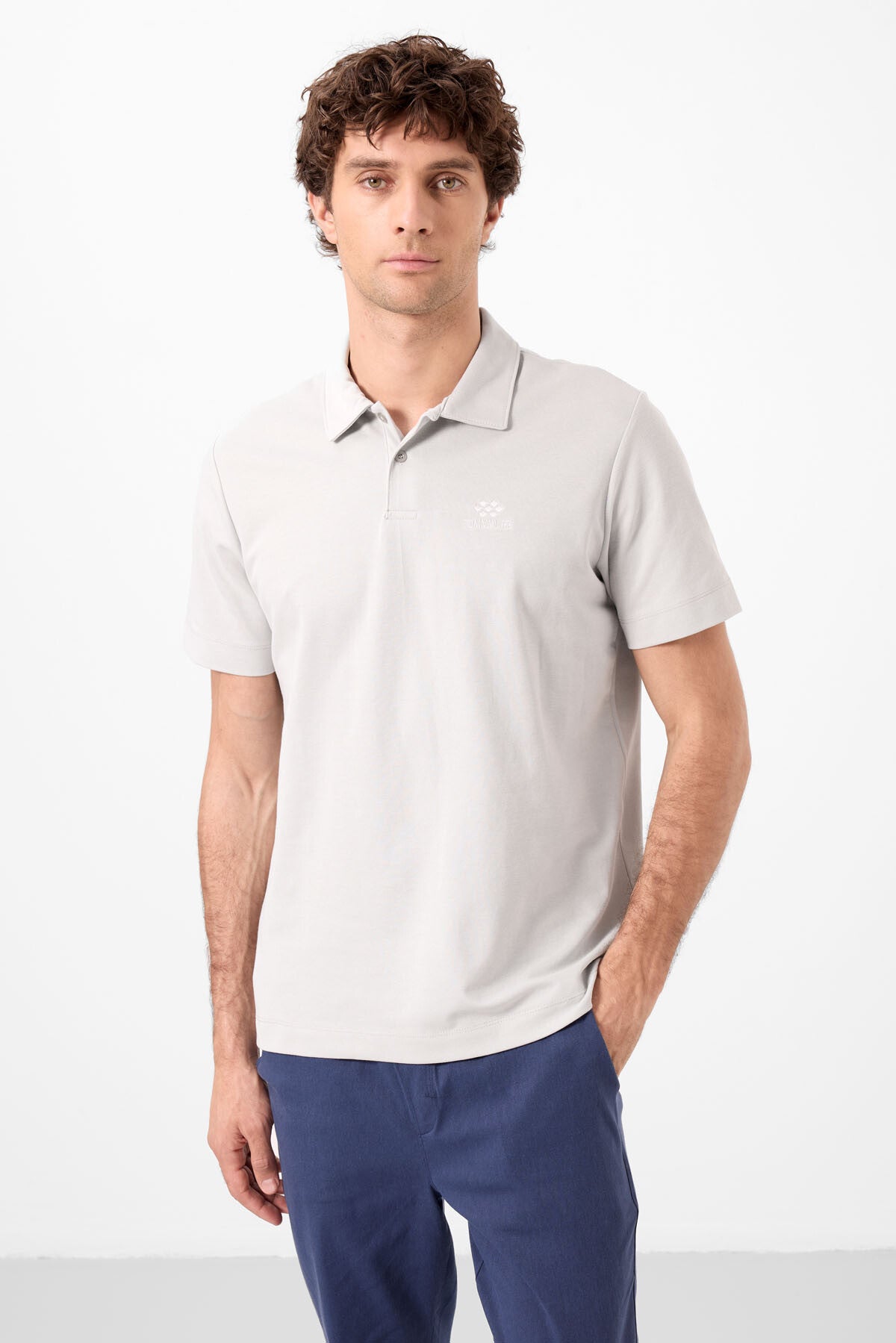 Taş Standart Kalıp Basic Polo Yaka Erkek T-Shirt - 87748
