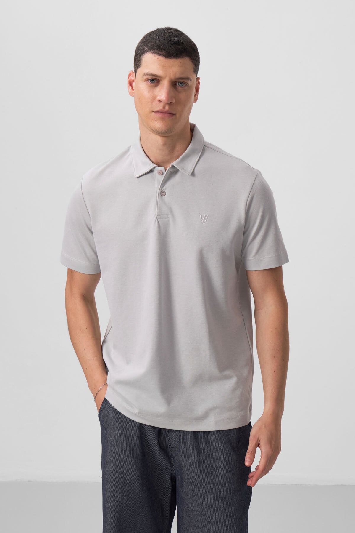 Taş Standart Kalıp Basic Polo Yaka Erkek T-Shirt - 87768