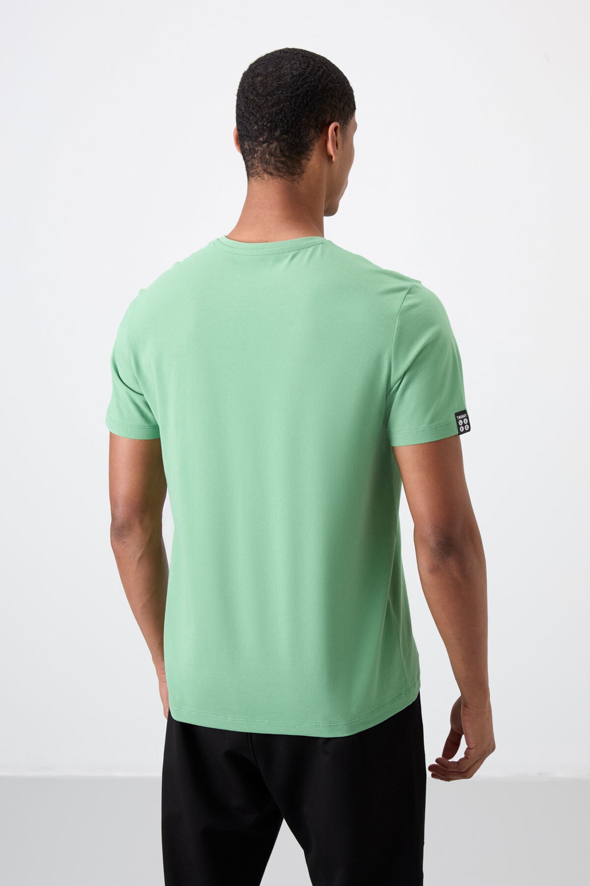 Pastel Yeşil Basic Kısa Kol Standart Kalıp V Yaka Erkek T-Shirt - 87912