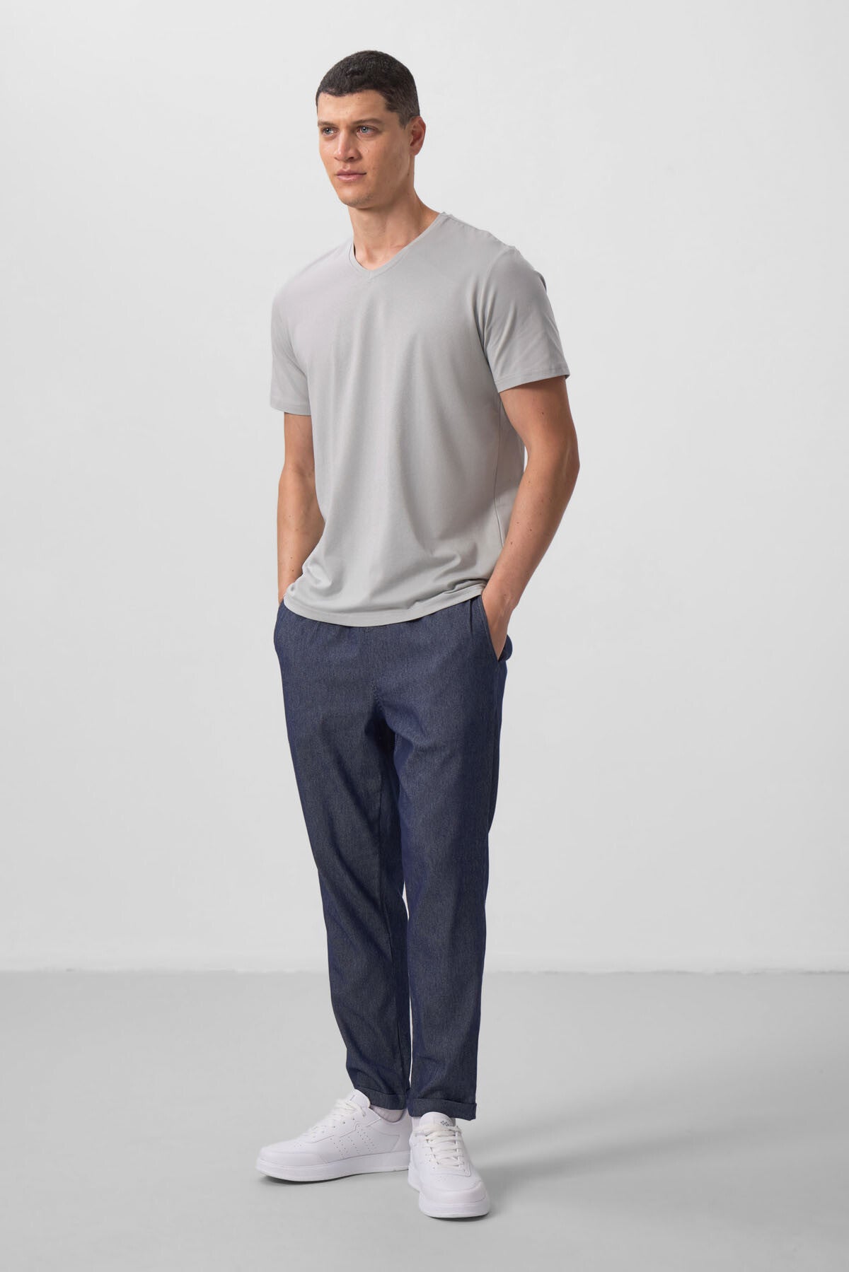 Taş Basic Kısa Kol Standart Kalıp V Yaka Erkek T-Shirt - 87912