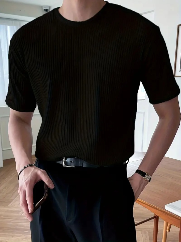 Men's Short Sleeve Crew Neck Knit T-shirt