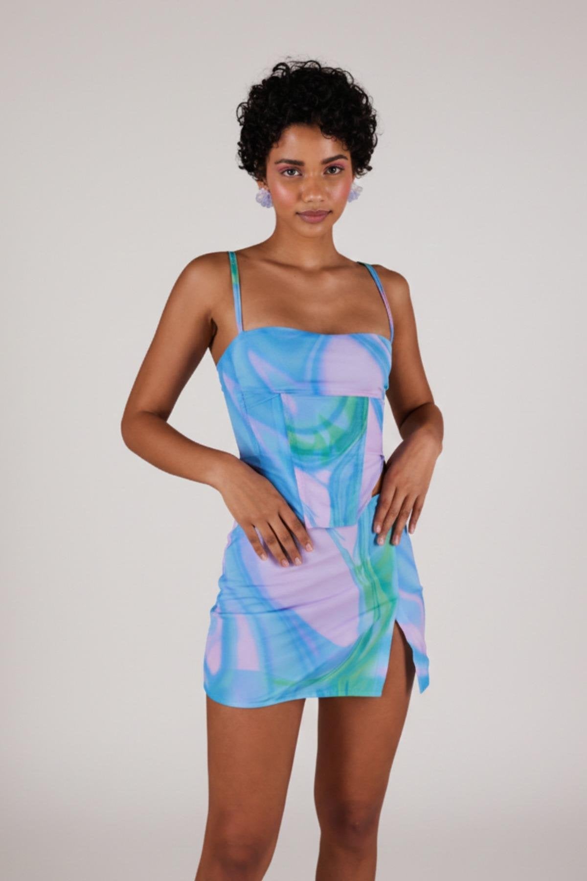 Balenli Tül Sierra Bluz Mavi Mavi L