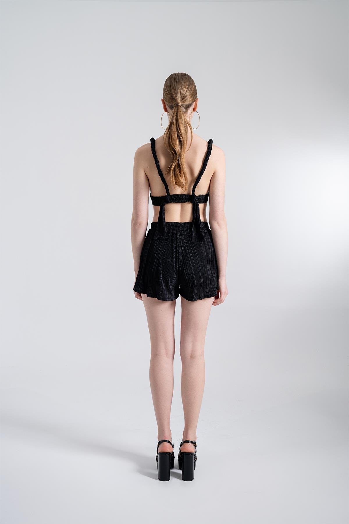 Beli Lastikli Bağlamalı Comfy Büstiyer Siyah