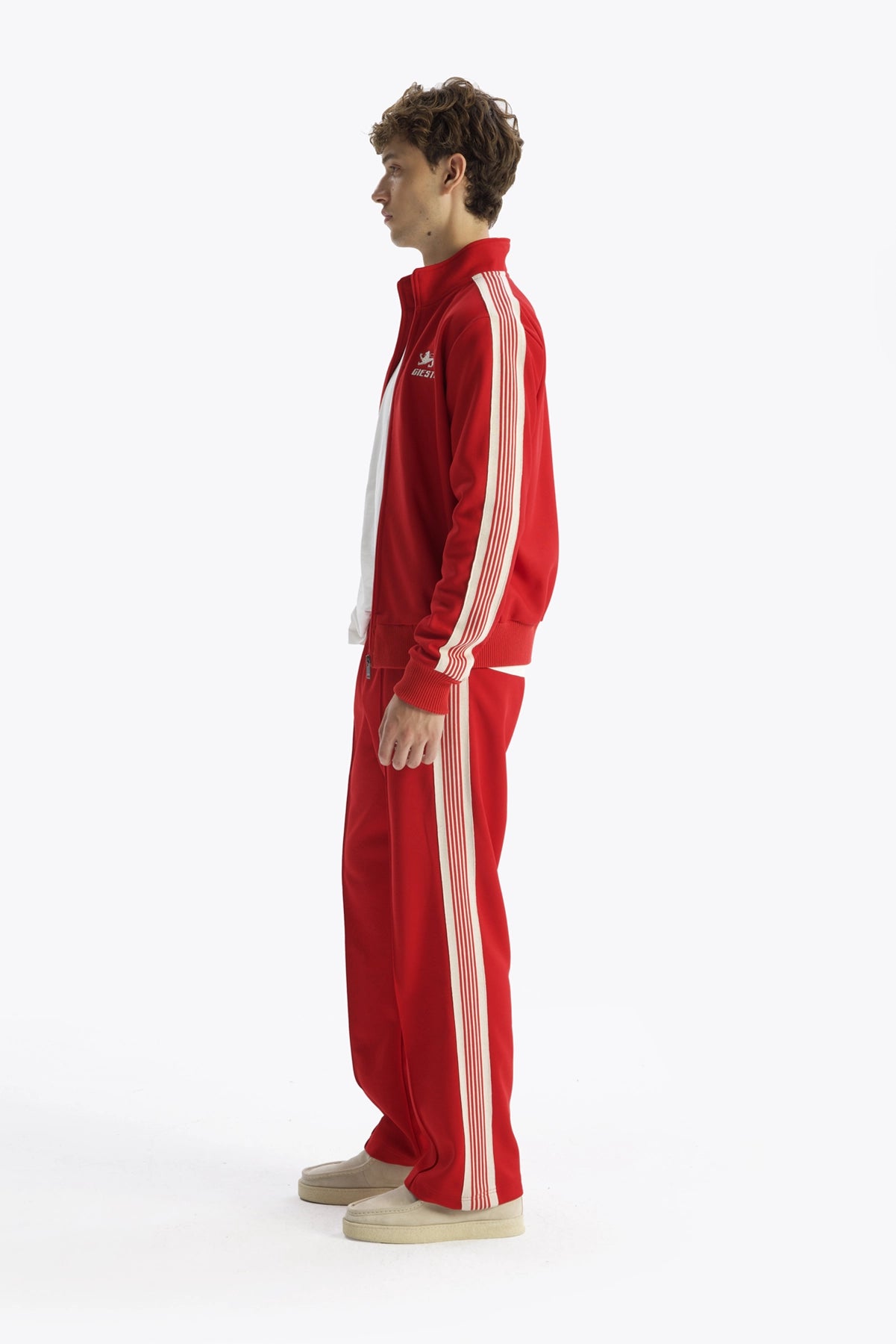 RETRO ÇİZGİLİ KIRMIZI SPOR CEKET