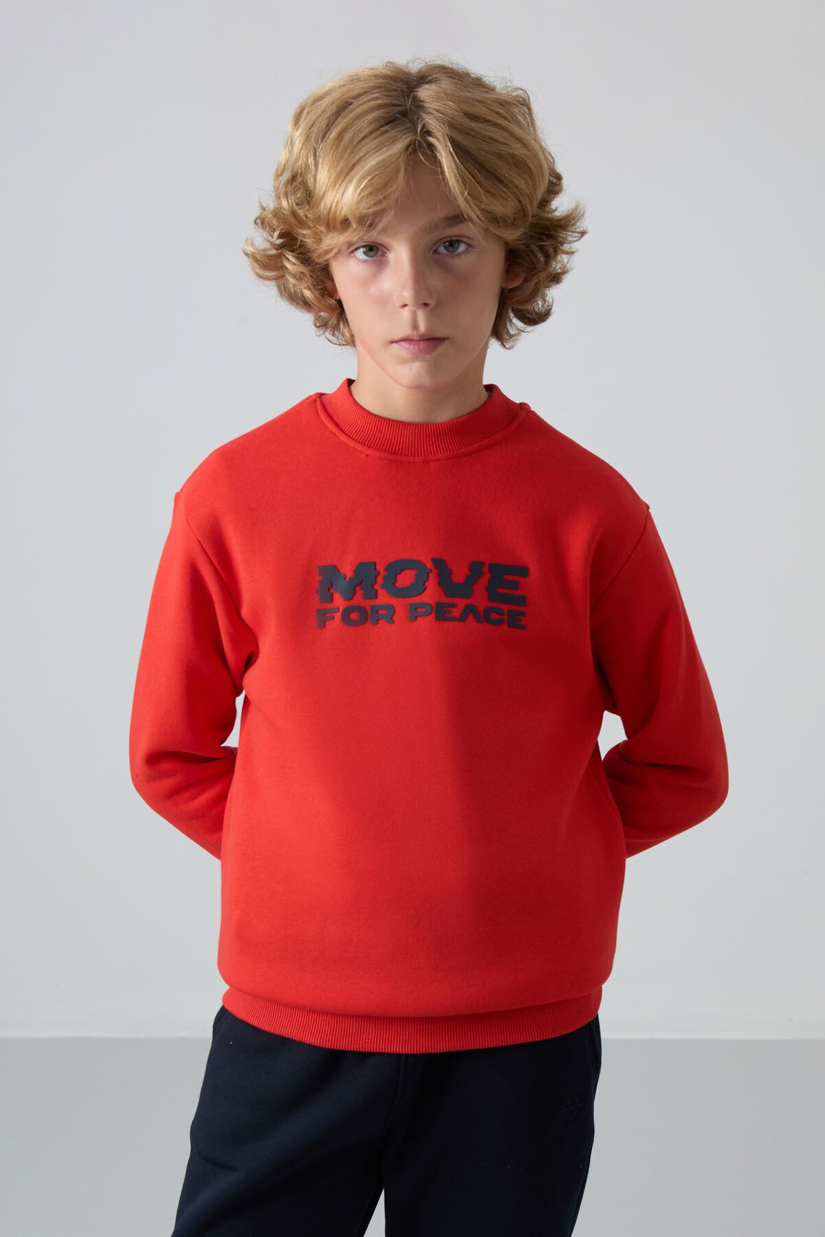 Fiesta Pamuklu Kalın İçi Tüylü Yumuşak Dokulu Standart Fit Baskılı Erkek Çocuk Sweatshirt - 11216