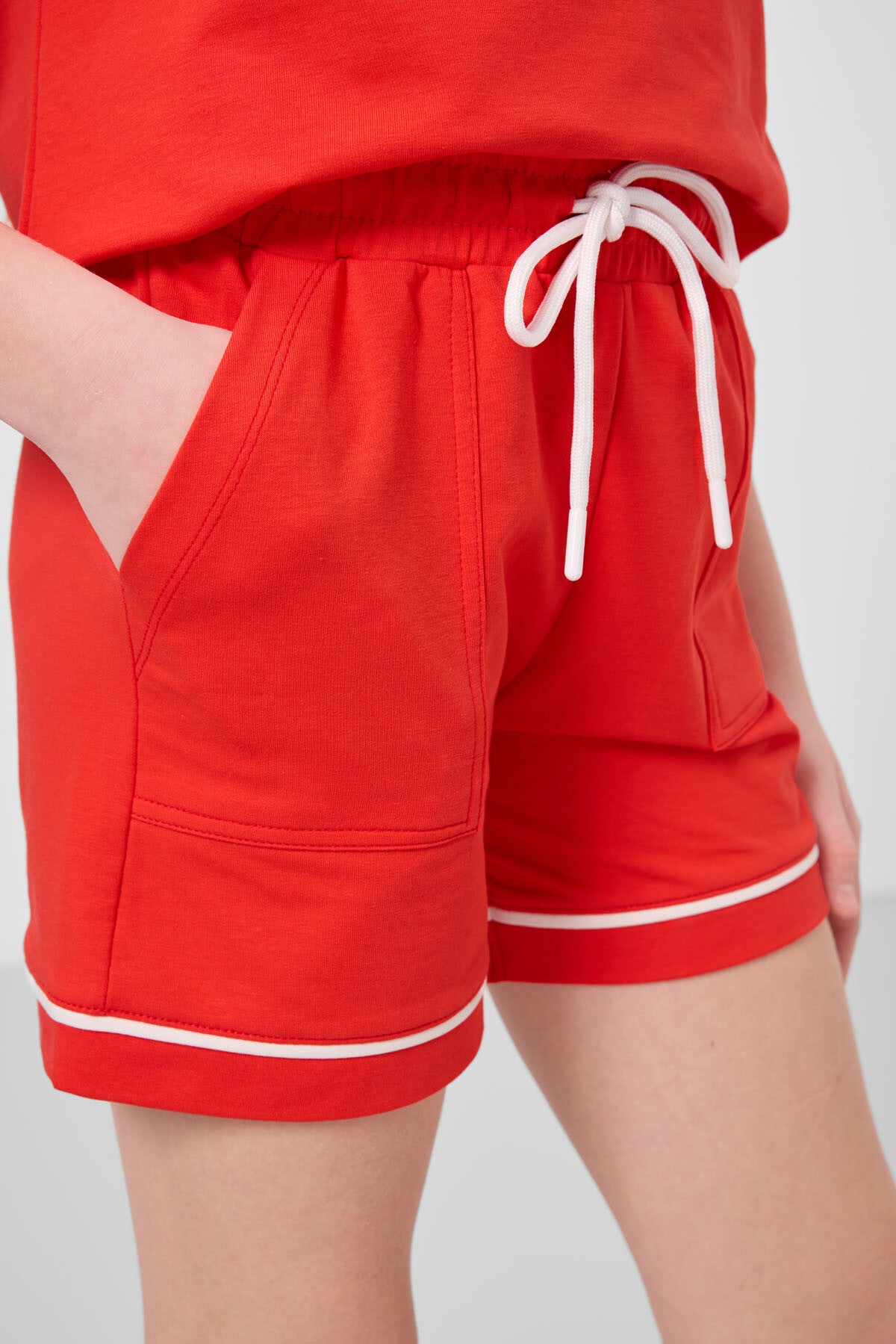 Fiesta Pamuklu Yumuşak Dokulu Standart Fit Basic Kız Çocuk Şort Takım - 75183