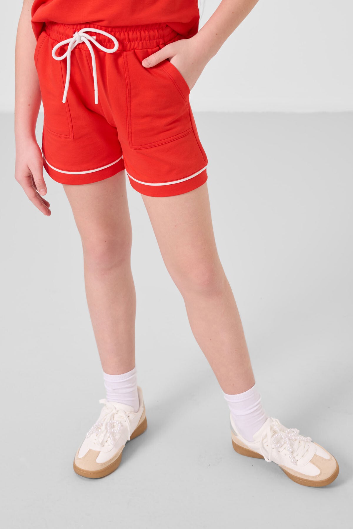 Fiesta Pamuklu Yumuşak Dokulu Standart Fit Basic Kız Çocuk Şort Takım - 75183