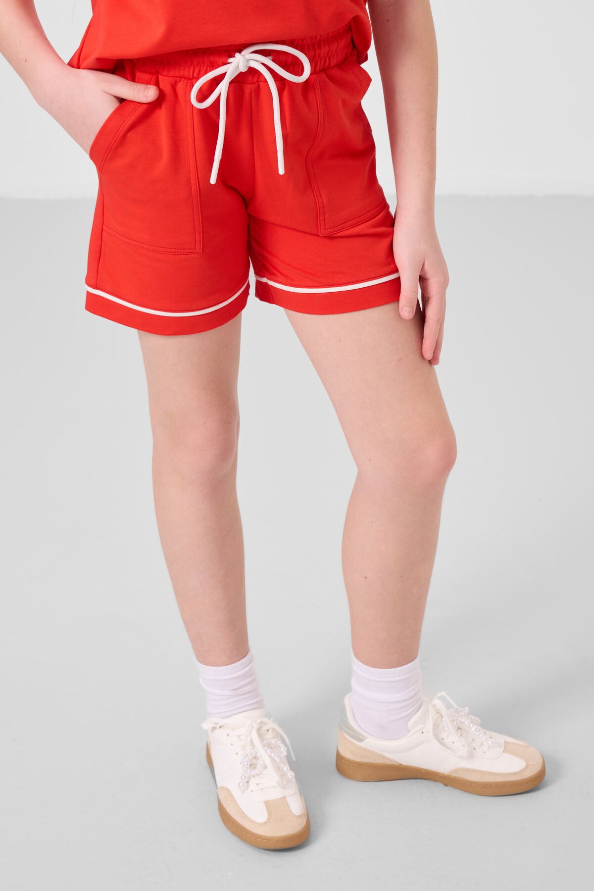 Fiesta Pamuklu Yumuşak Dokulu Standart Fit Basic Kız Çocuk Şort Takım - 75183