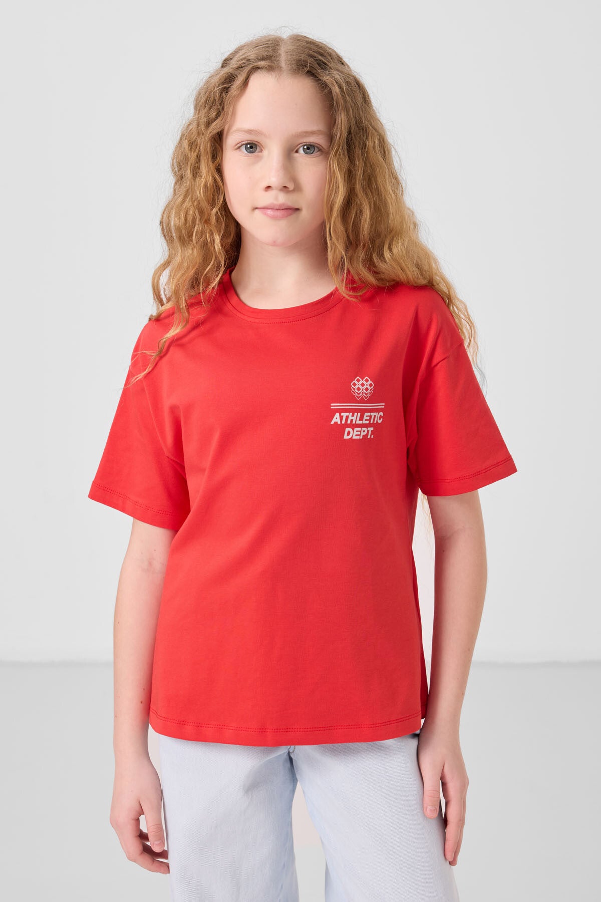 Fiesta Pamuklu O Yaka Oversize Fit Baskılı Kız Çocuk T-Shirt - 75178