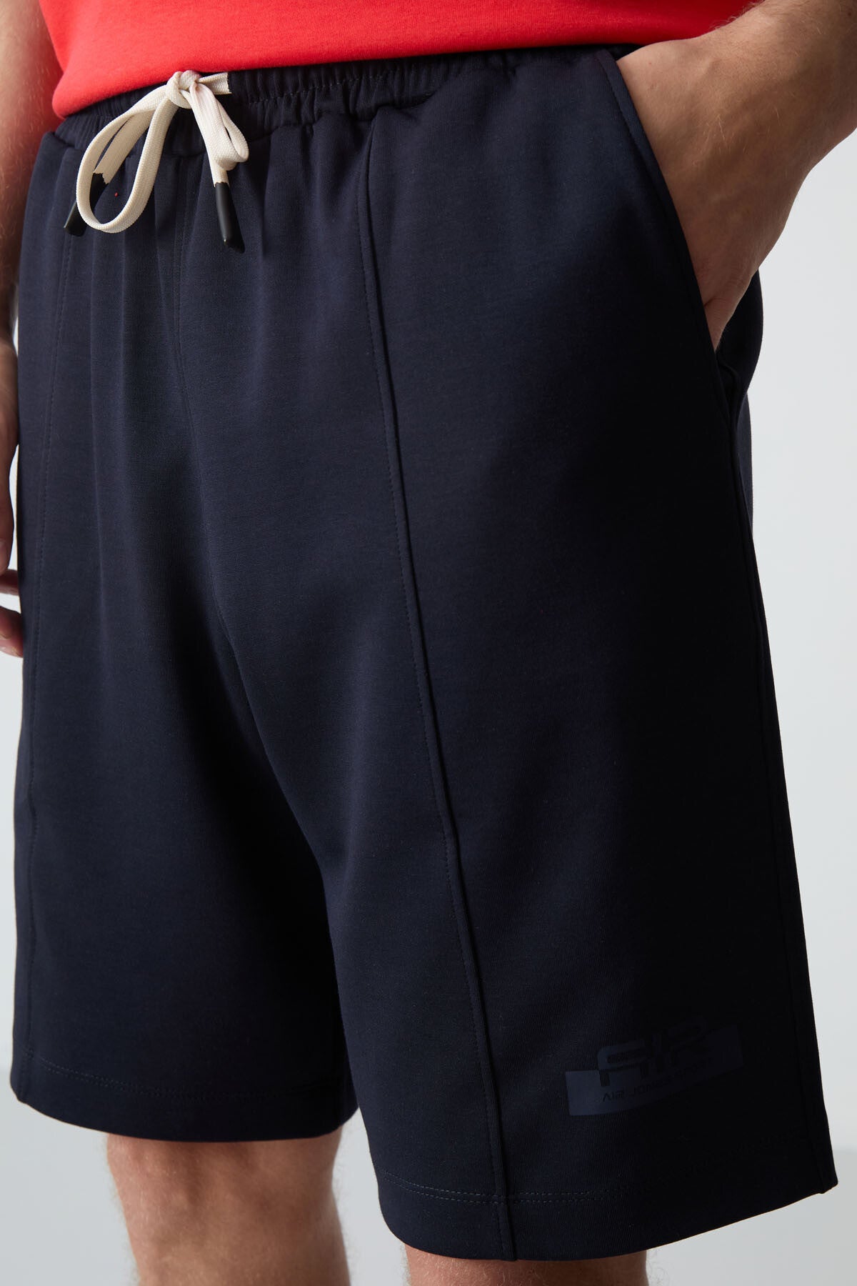 Fiesta - Lacivert Pamuklu Kalın Yumuşak Dokulu Oversize Fit Basic Erkek Şort Takım - 85259