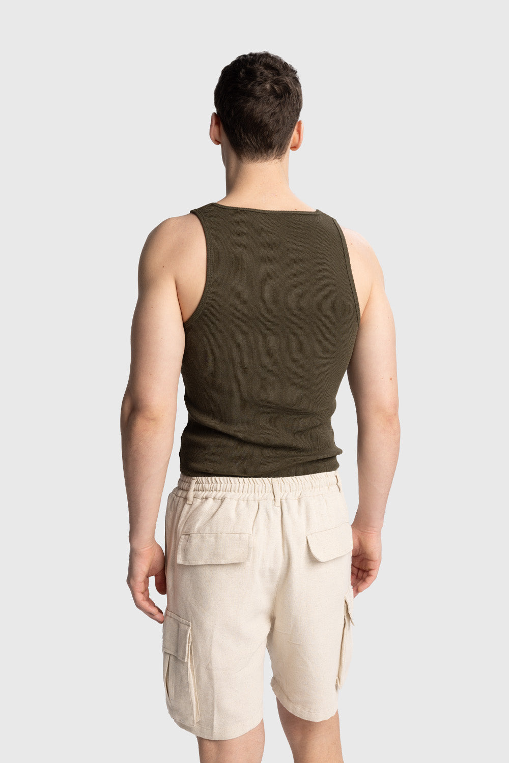 FİTİLLİ KOLSUZ T-SHIRT - HAKİ S-M