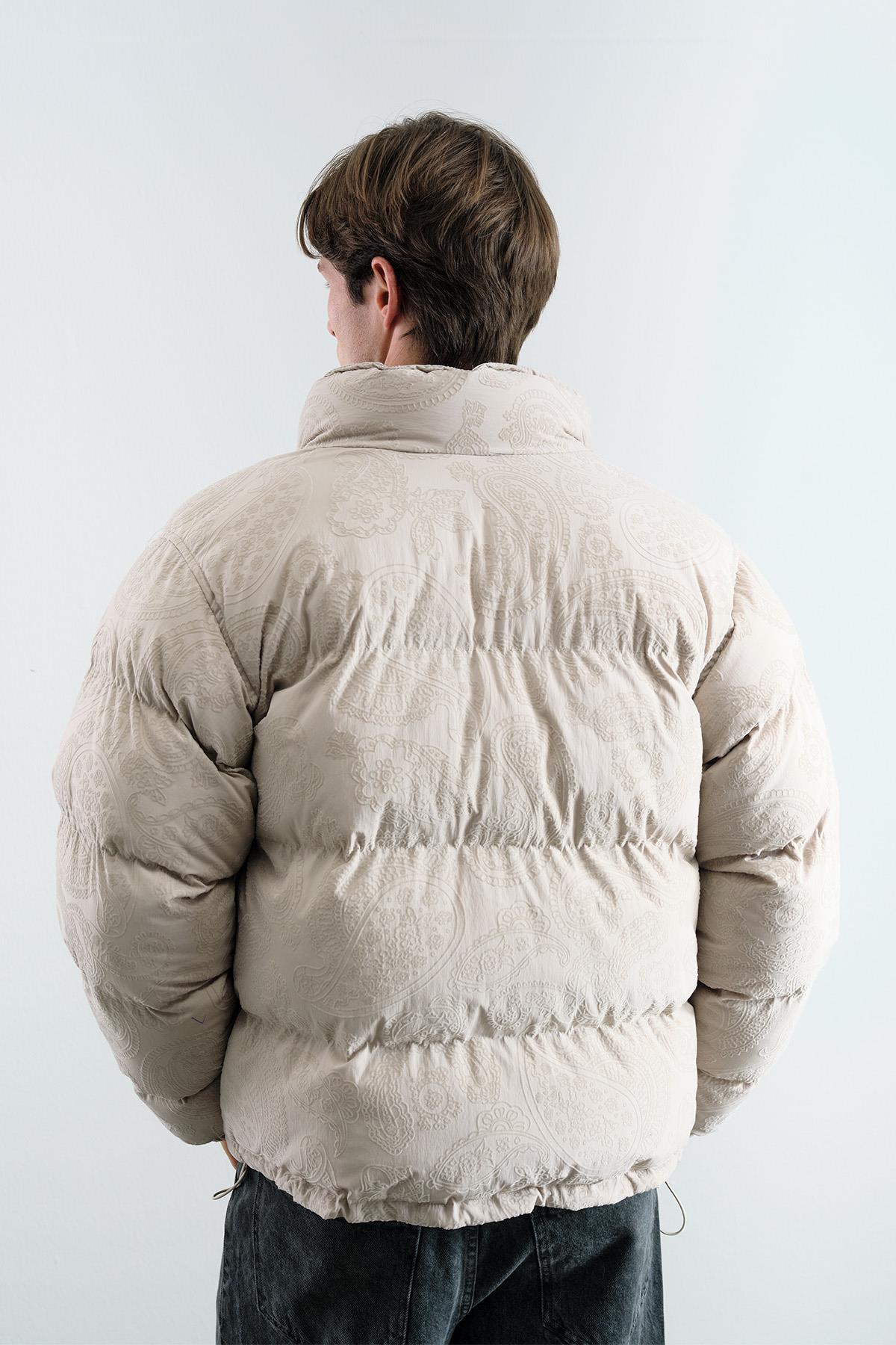 FLOK DESENLİ ŞİŞME BEJ MONT