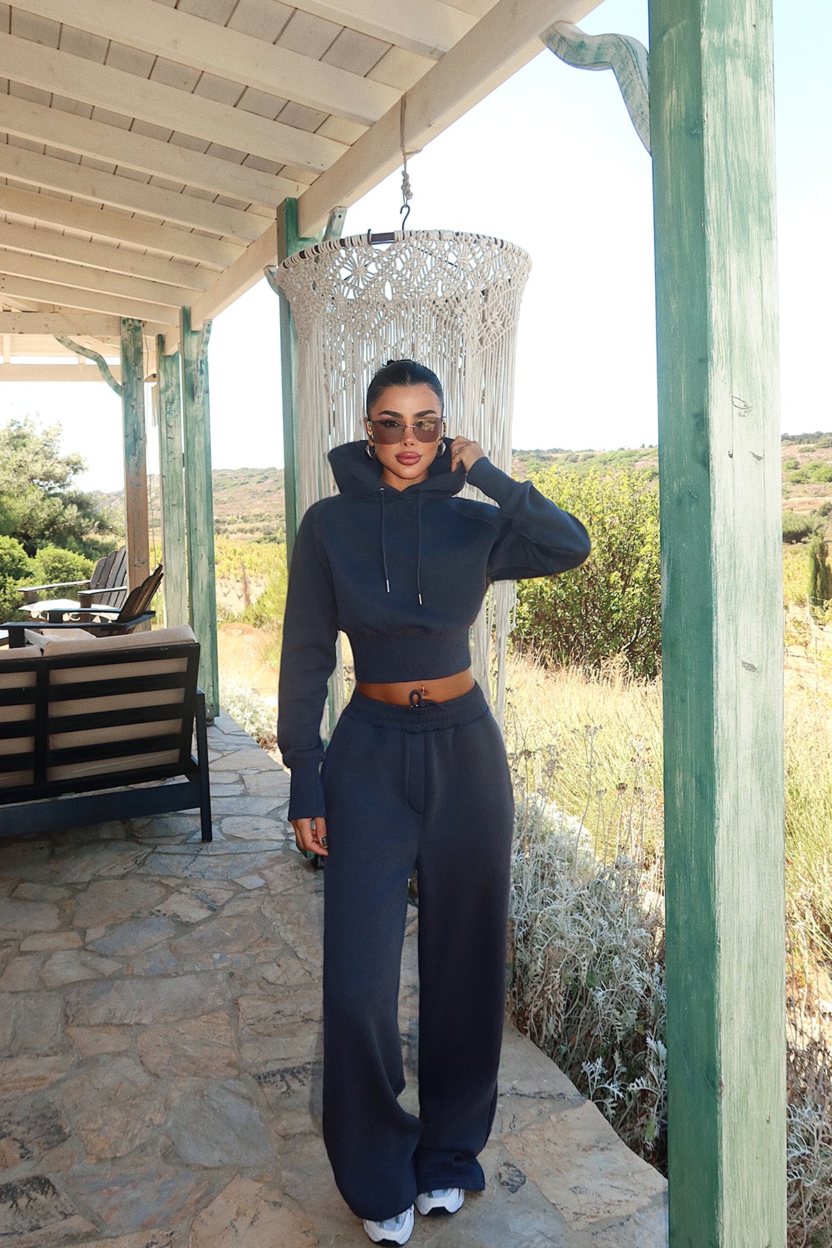 Füme Scarf Kapşonlu Eşofman Takım ATE-3704