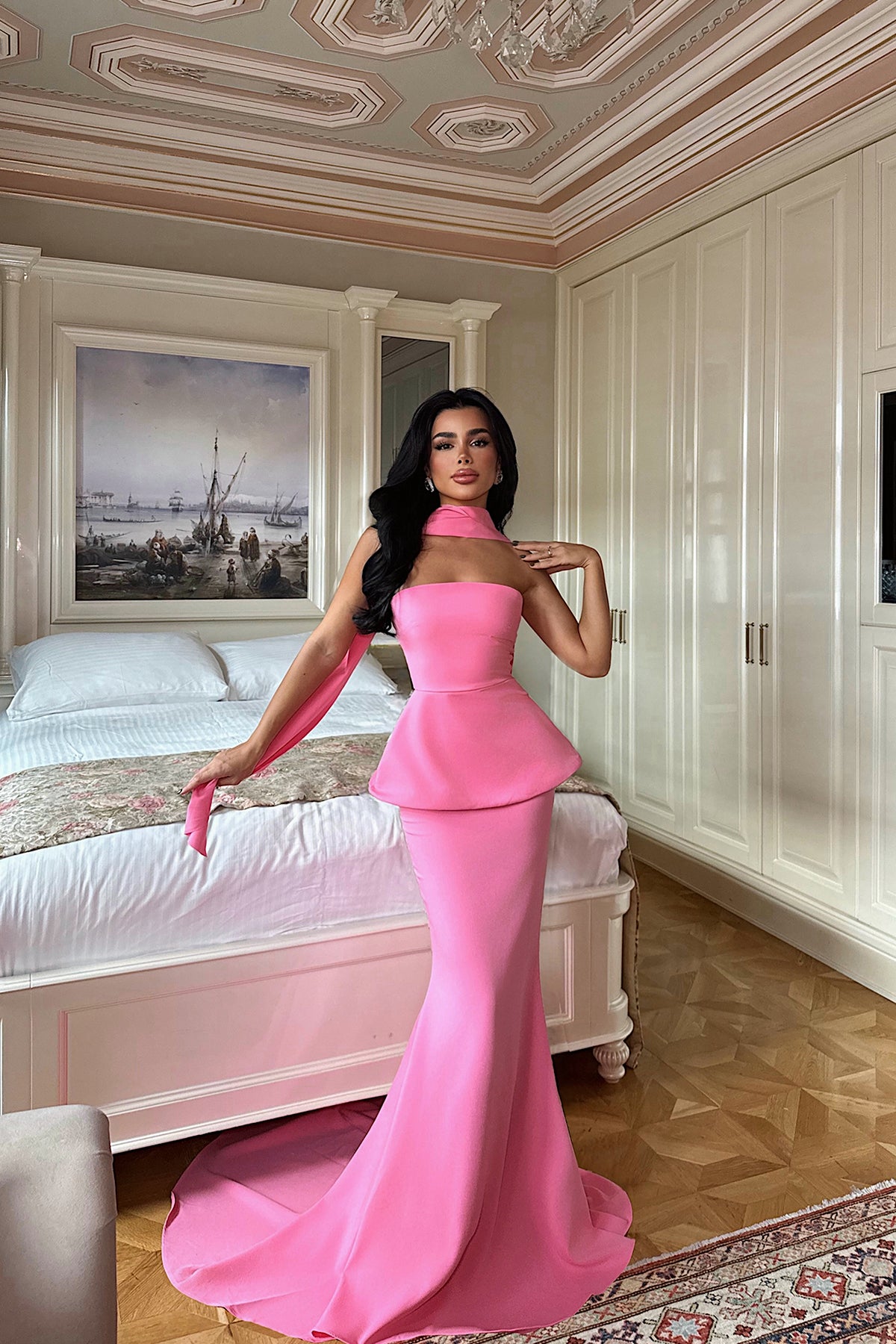 Benedita Uzun Fularlı Elbise ATE-3521