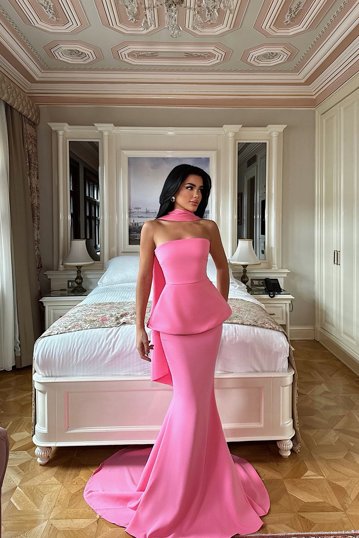 Benedita Uzun Fularlı Elbise ATE-3521