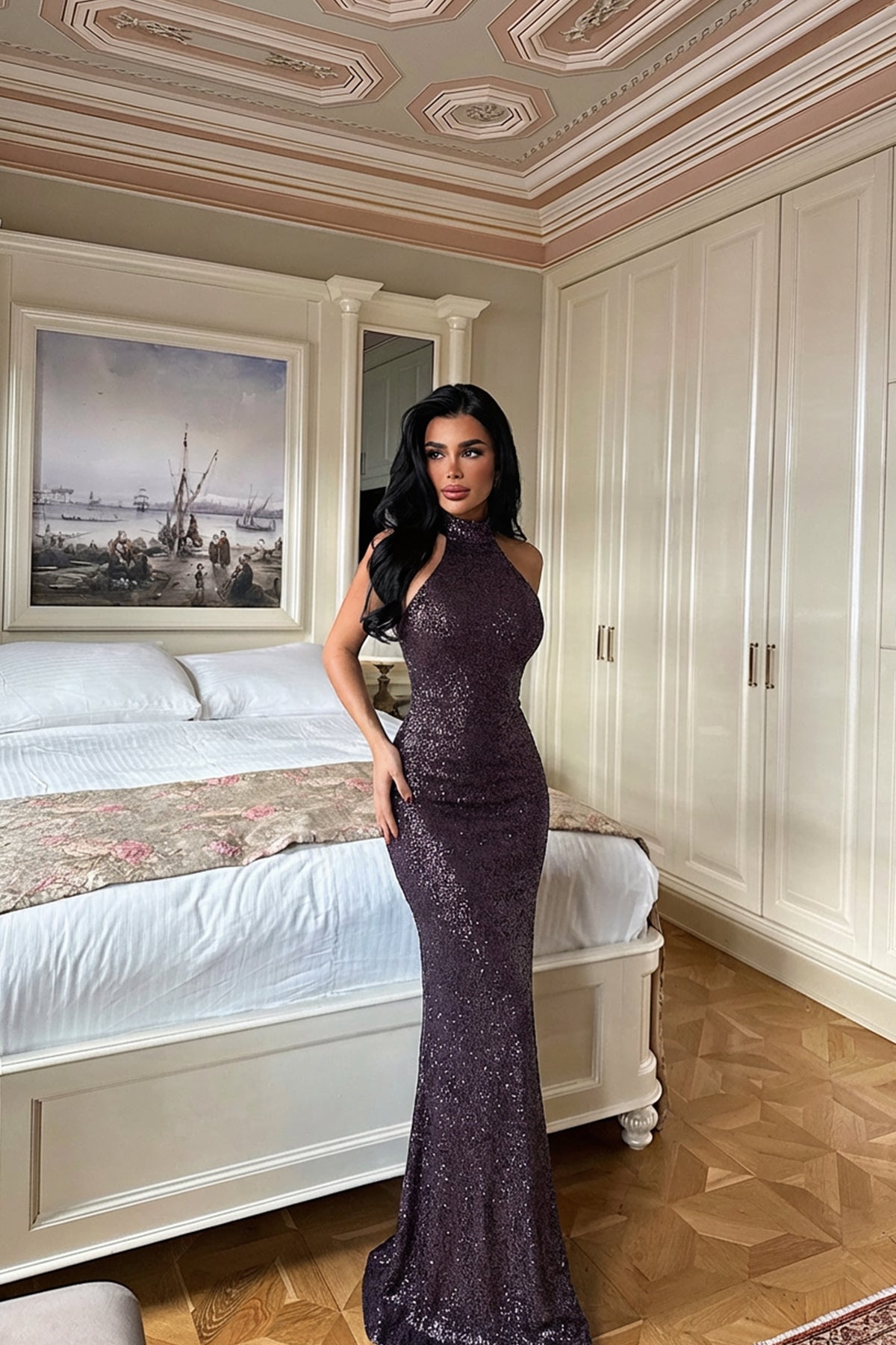 Fuşya Shion Payetli Elbise ATE-3657