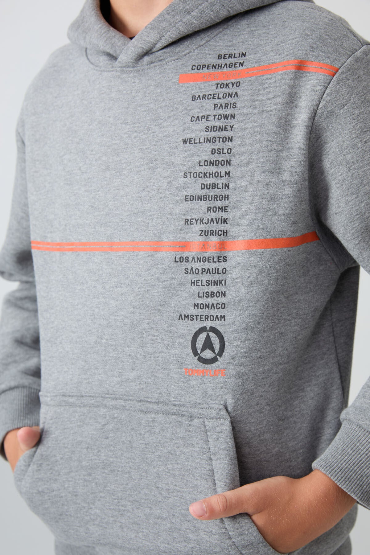Gri Melanj Pamuklu Kalın İçi Tüylü Yumuşak Dokulu Standart Fit Baskılı Erkek Çocuk Sweatshirt - 11239