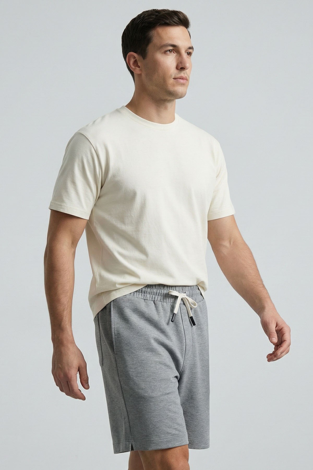 Gri Melanj Standart Fit Basic Arka Cepli Erkek Şort - 88314