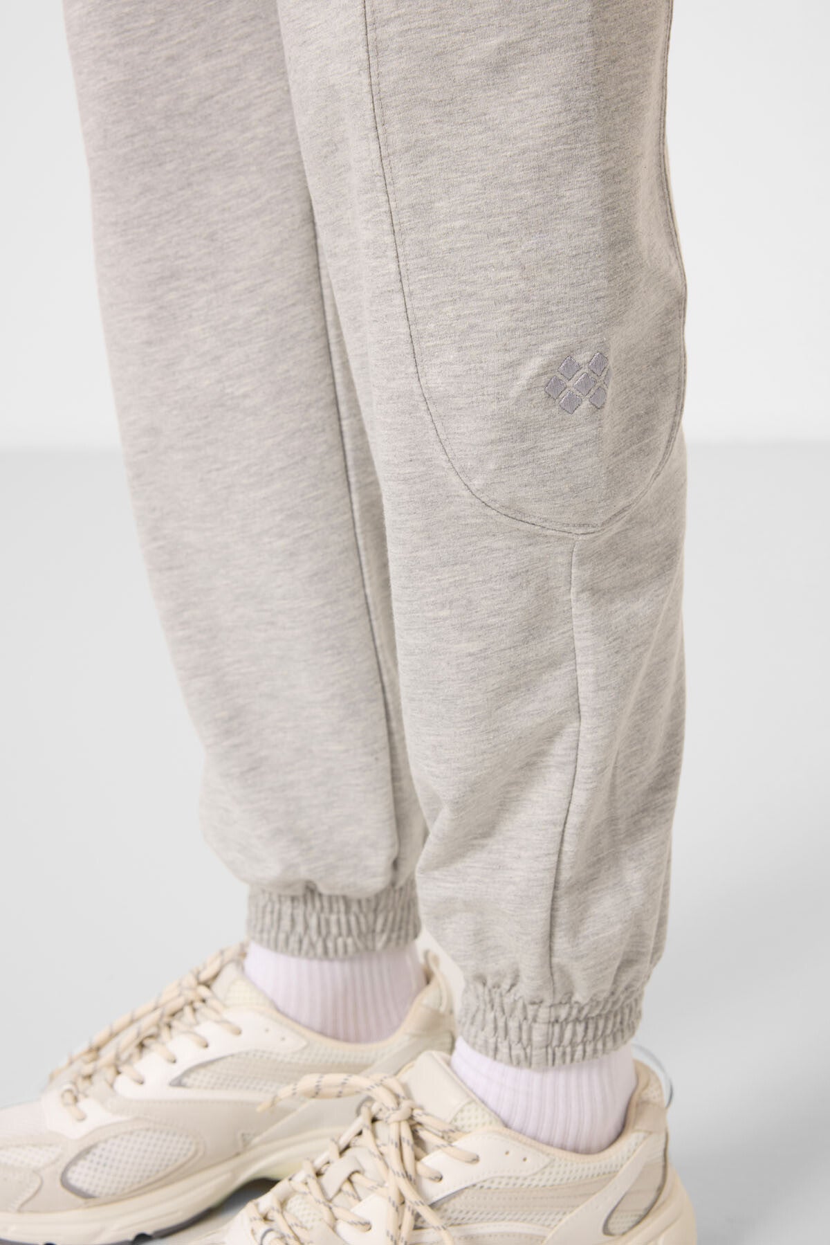 Gri Melanj O Yaka Basic Oversize Kadın Eşofman Tunik Takım - 95347