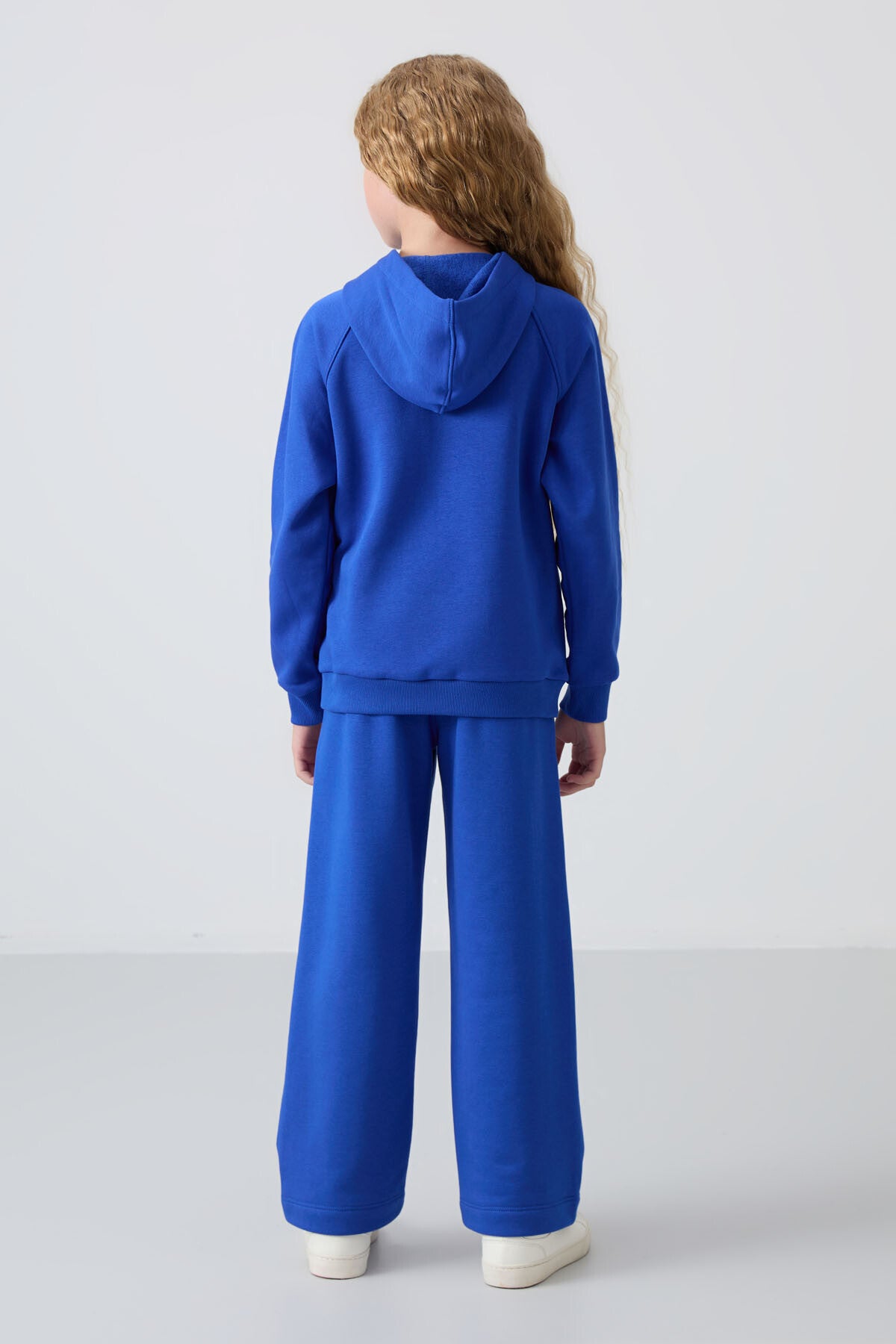 Gece Mavi Pamuklu İçi Tüylü Yumuşak Dokulu Standart Fit Nakışlı Kız Çocuk Eşofman Takım - 75162