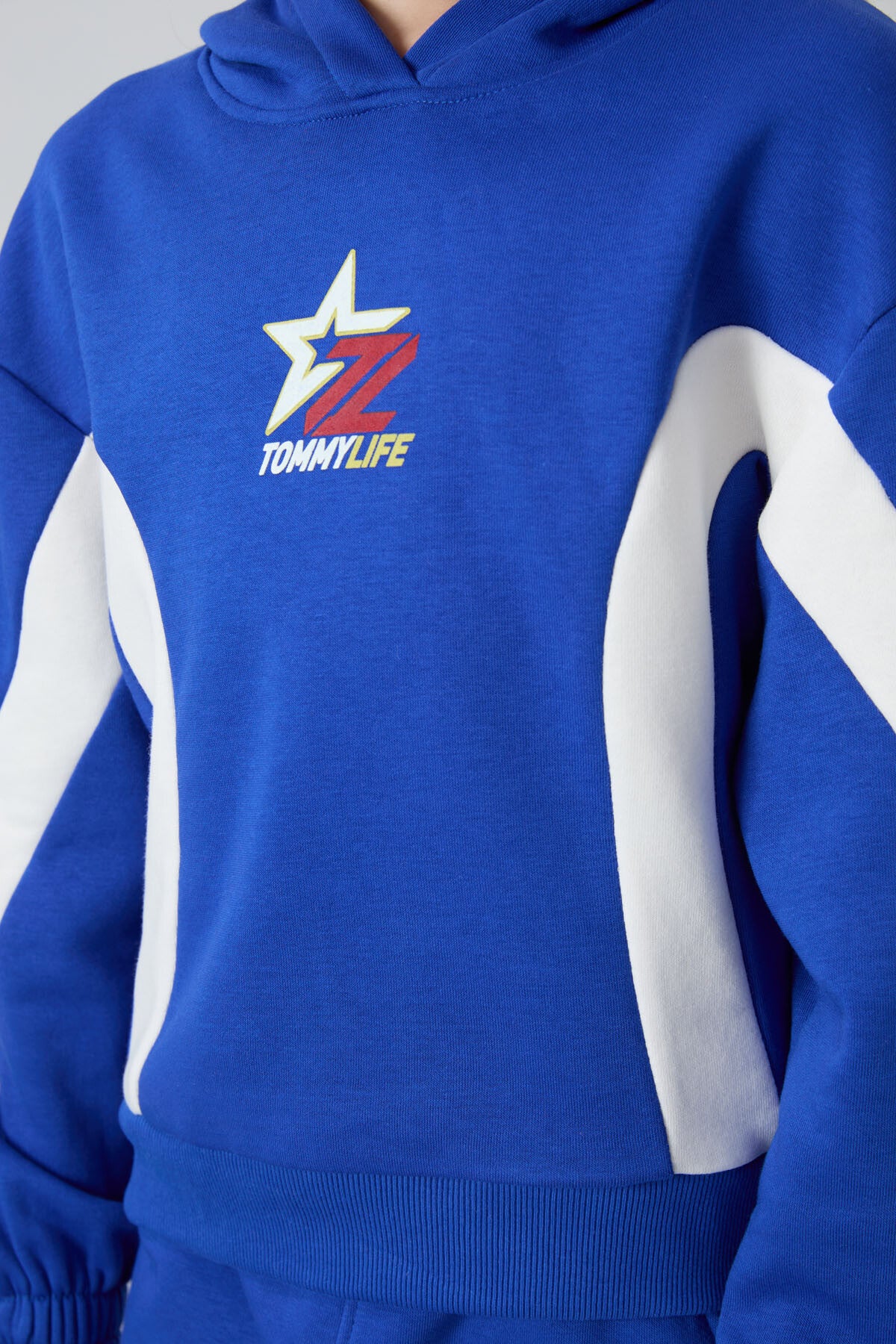 Gece Mavi Pamuklu İçi Tüylü Yumuşak Dokulu Standart Fit Baskılı Kız Çocuk Eşofman Takım - 75166