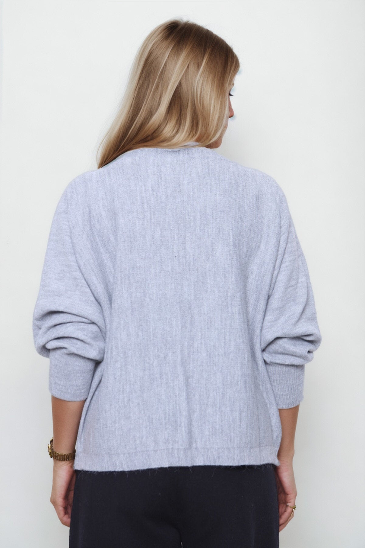 Geniş Yaka Yarasa Kol Oversize Triko Bluz