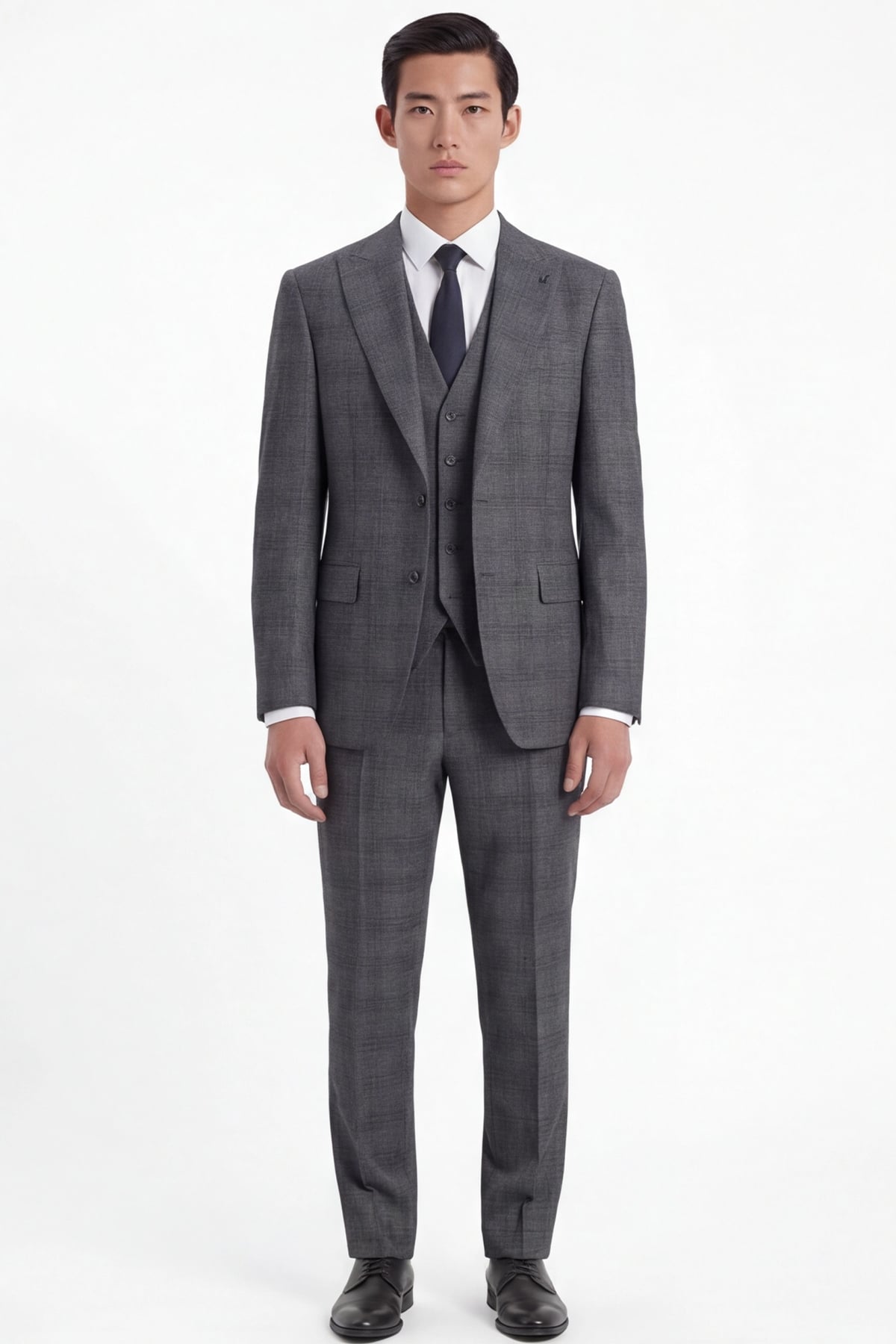 Giotelli Erkek Siyah Dar Kesim Slim Fit Viskon Dokuma Normal Bel 10 Drop Yelekli Klasik Takım Elbise