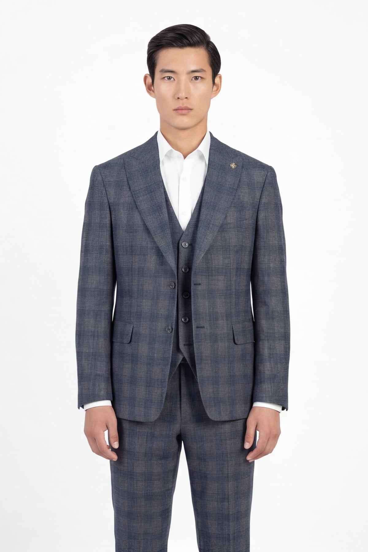 Giotelli Erkek Antrasit Dar Kesim Slim Fit Viskon Normal Bel 5 Drop Yelekli Klasik Takım Elbise
