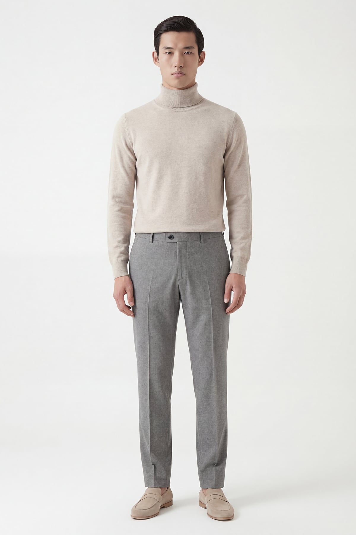 Giotelli Erkek Gri Dar Kesim Slim Fit Viskon Dokuma Yan Cep Normal Bel Pantolon