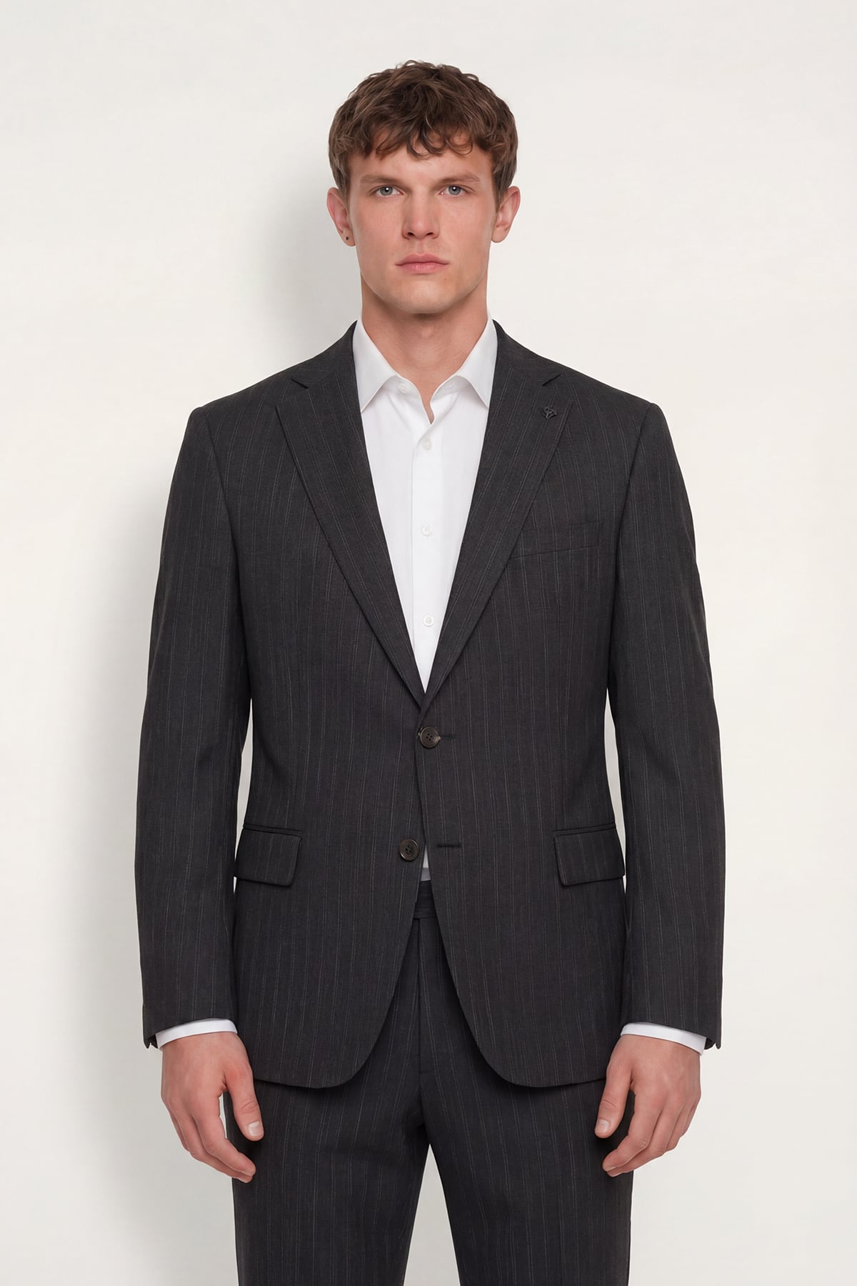 Giotelli Erkek Kahve Dar Kesim Slim Fit Viskon Dokuma Çizgili 4 Drop Takım Elbise