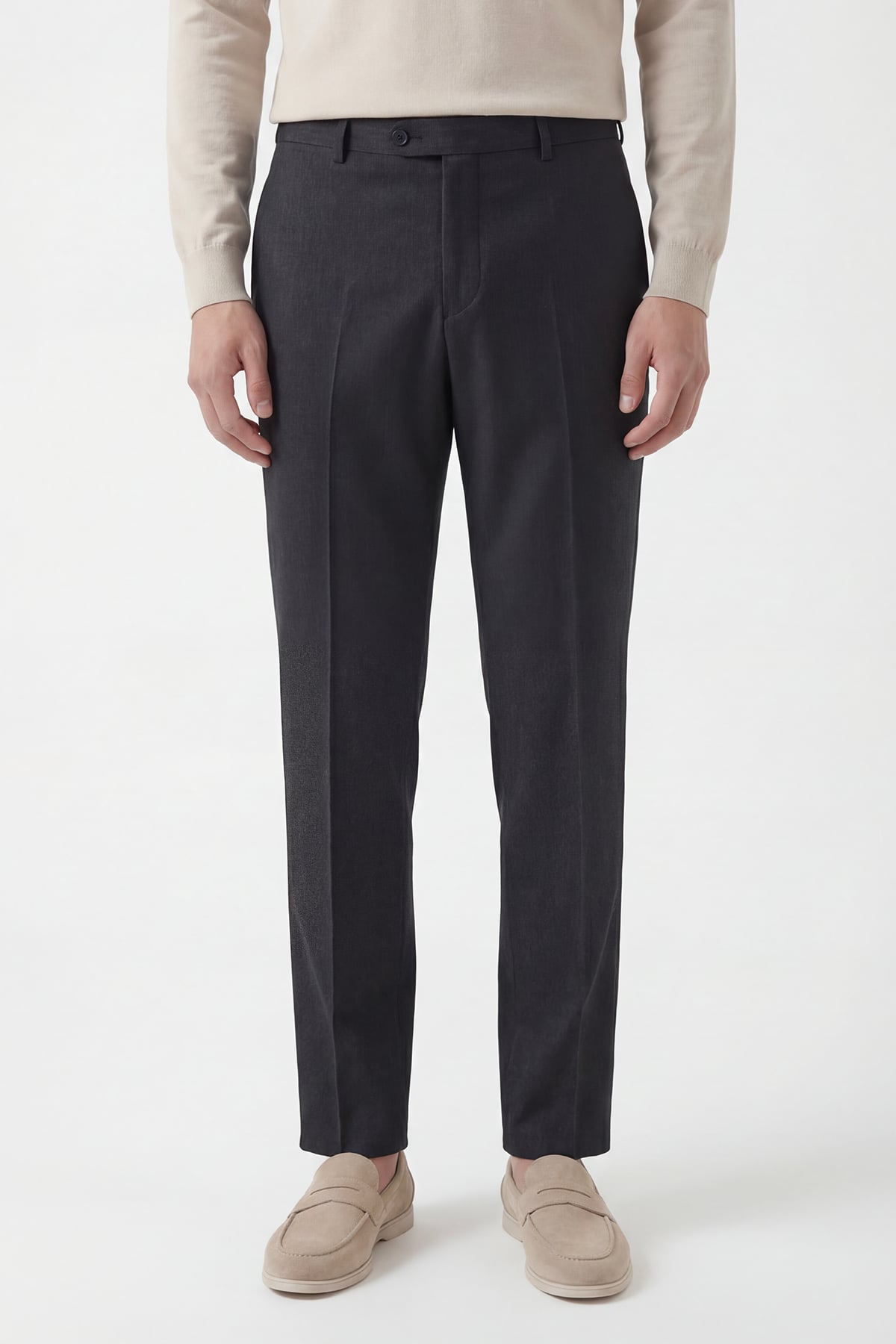 Giotelli Erkek Siyah Dar Kesim Slim Fit Viskon Dokuma Normal Bel Dokuma Pantolon
