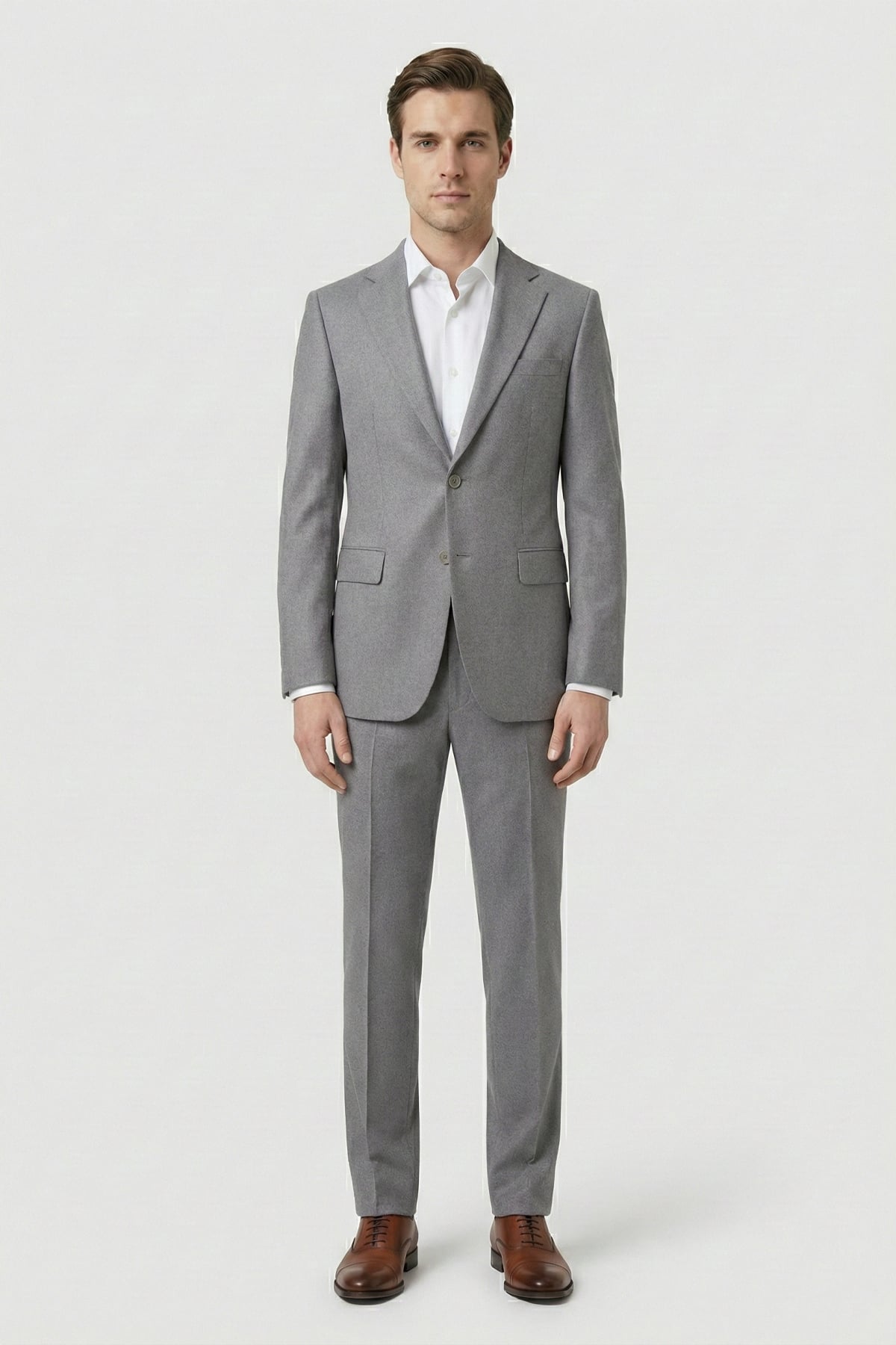 Giotelli Erkek Gri Dar Kesim Slim Fit Viskon Dokuma Normal Bel 6 Drop Takım Elbise