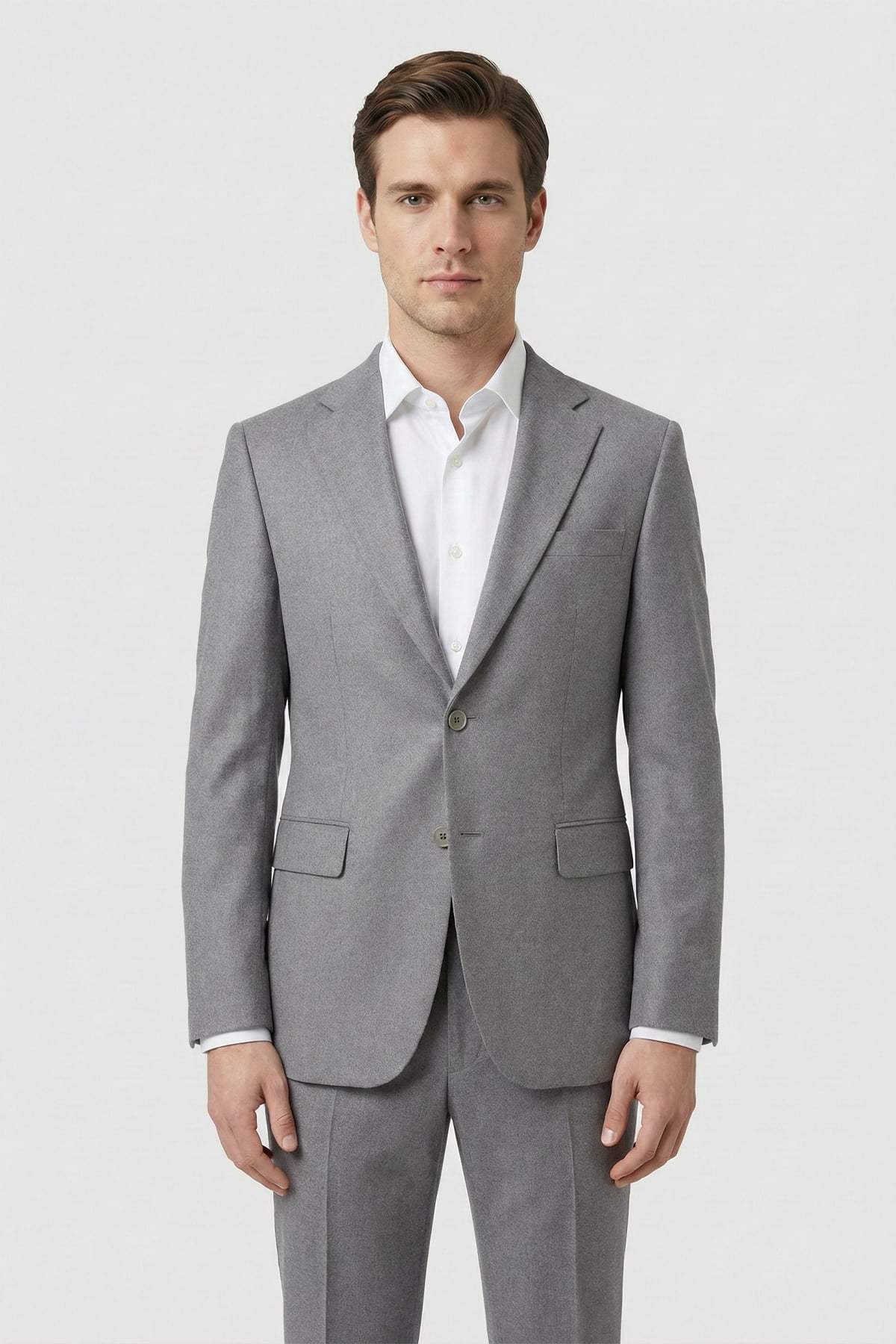 Giotelli Erkek Gri Dar Kesim Slim Fit Viskon Dokuma Normal Bel 6 Drop Takım Elbise
