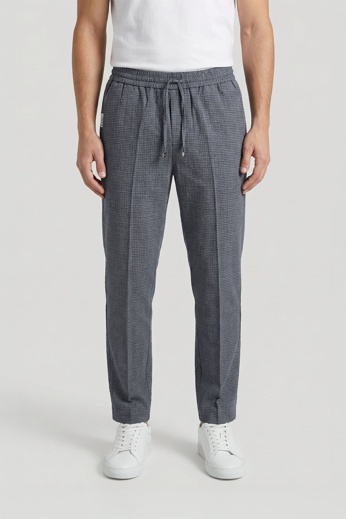 Giotelli Erkek Gri Dar Kesim Slim Fit Bel Lastikli Pantolon