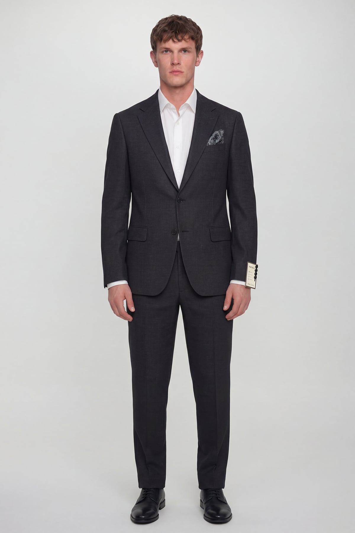 Giotelli Erkek Siyah Dar Kesim Slim Fit Viskon Fleto Kapaklı Cep Klasik Yaka 6 Drop Takım Elbise