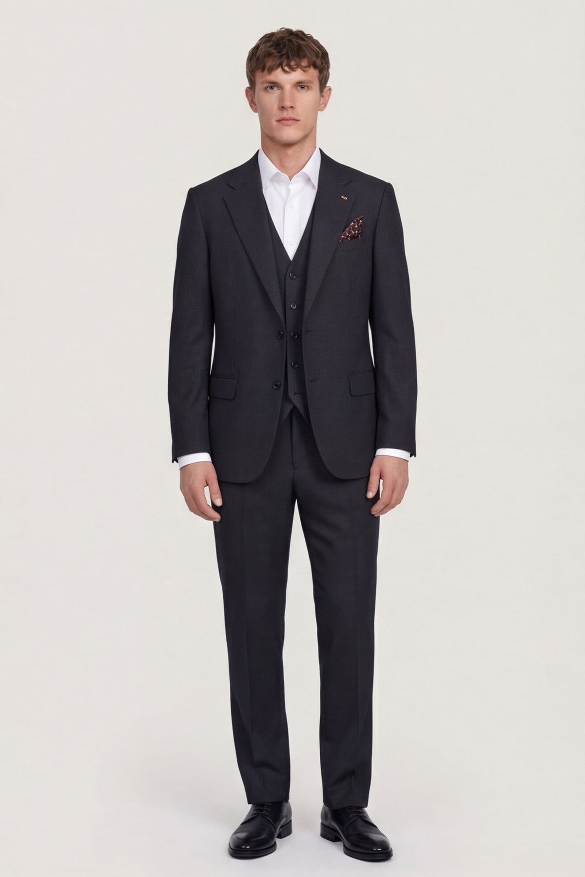 Giotelli Erkek Siyah Dar Kesim Slim Fit Viskon Dokuma Klasik Yaka 6 Drop Takım Elbise