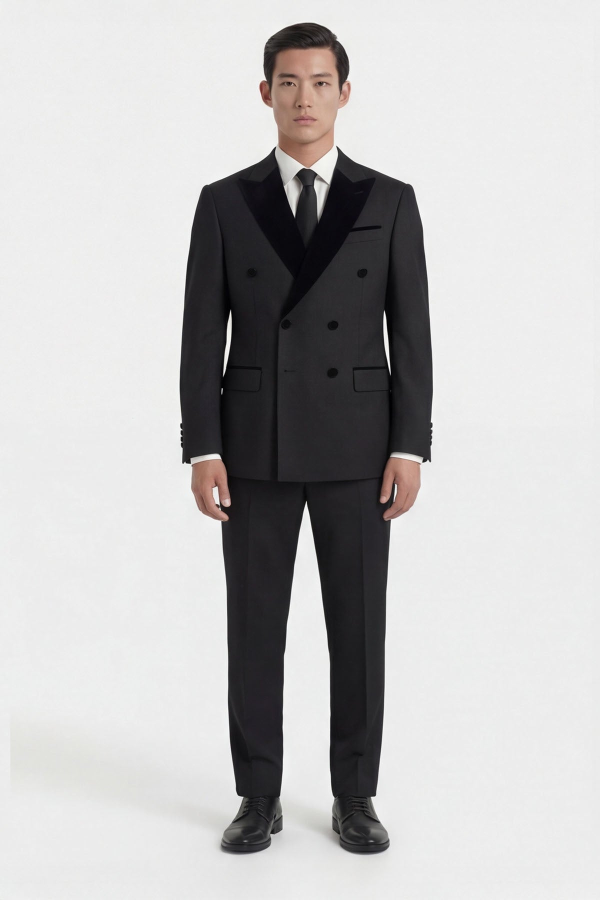 Giotelli Erkek Siyah Dar Kesim Slim Fit Viskon Normal Bel 6 Drop Smokin Takım Elbise