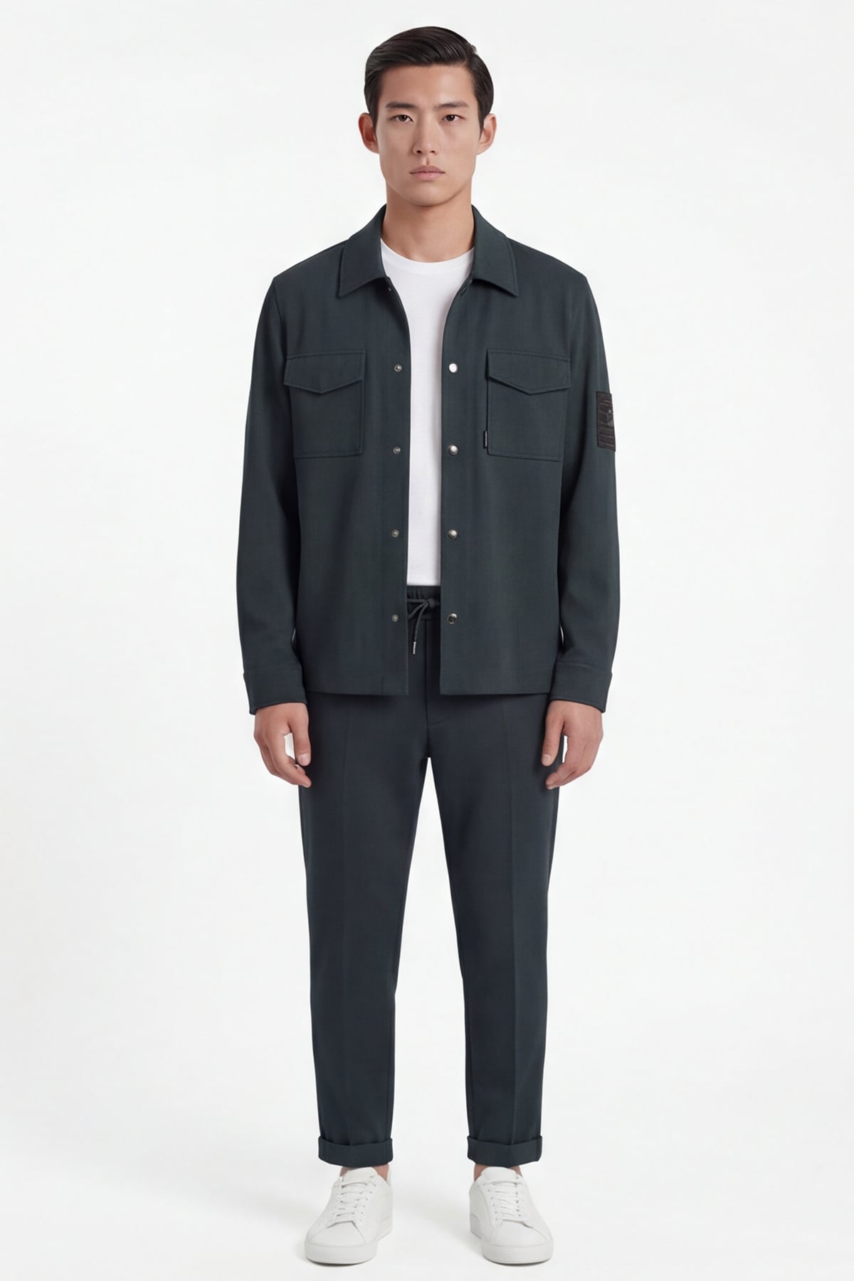 Giotelli Erkek Yeşil Dar Kesim Slim Fit Viskon Dokuma Bomber Ceketli Takım