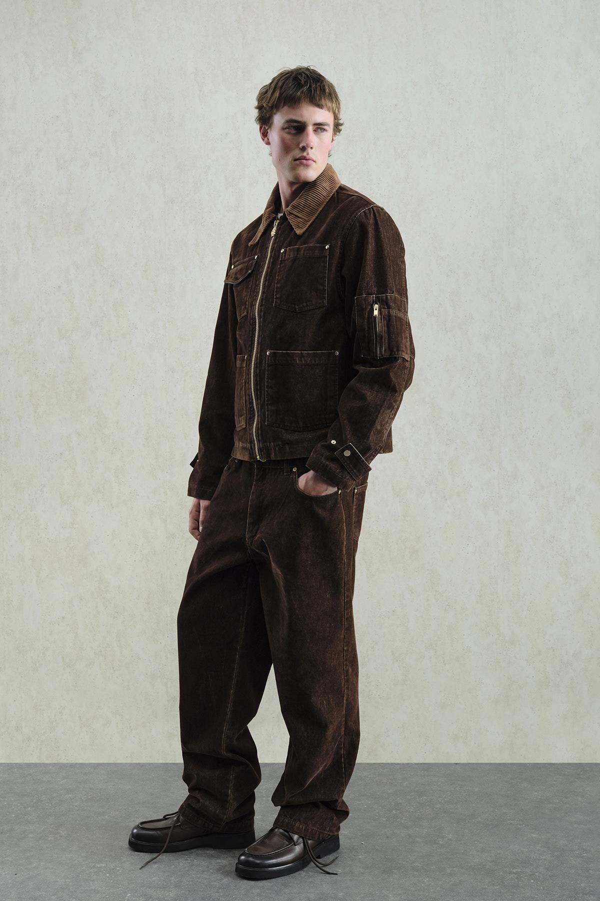 GOLD DETAYLI KAHVERENGİ CEKET